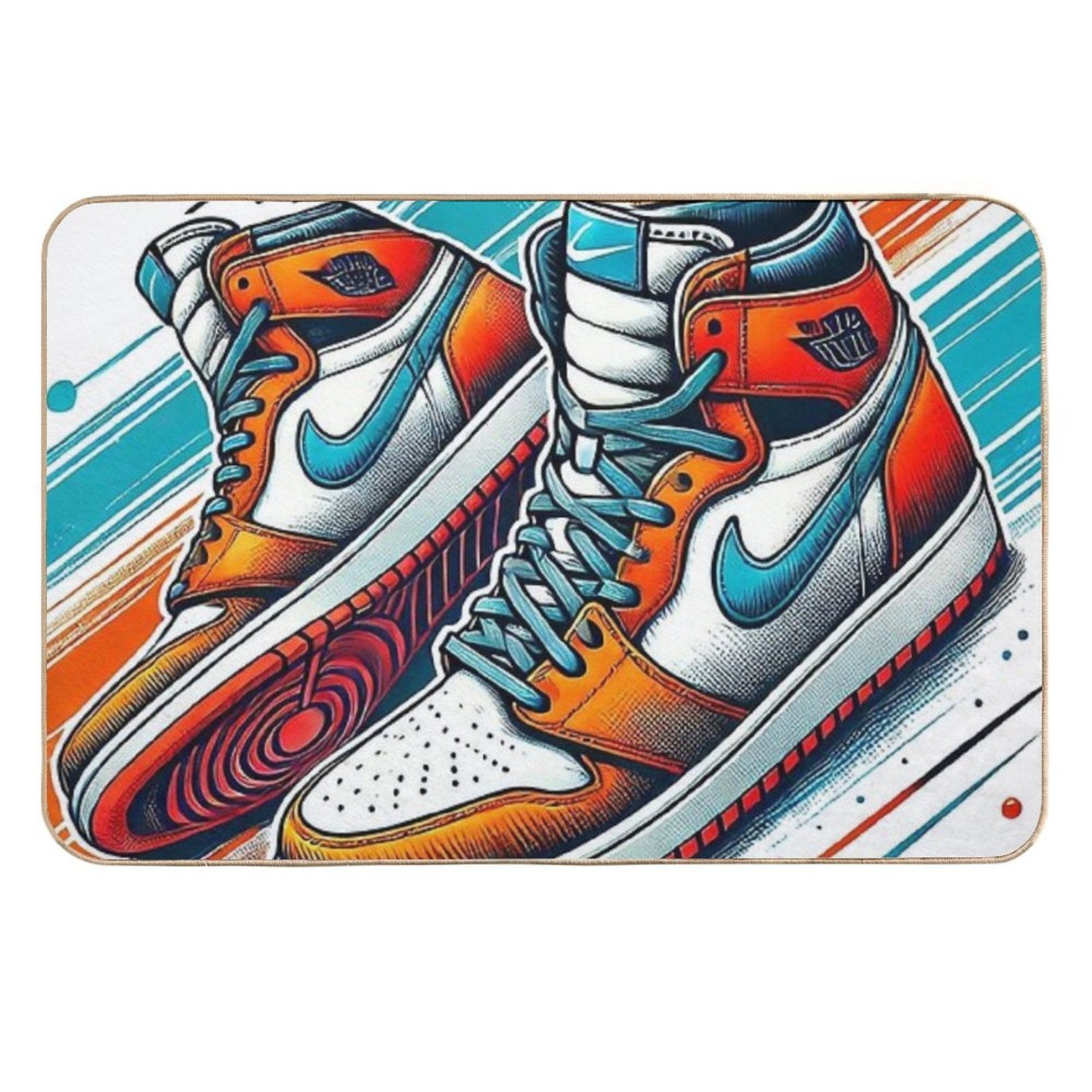 Stylized Illustration of Nike High-top Sneakers with A Vibrant Color Scheme  High-Traffic Bath Mat