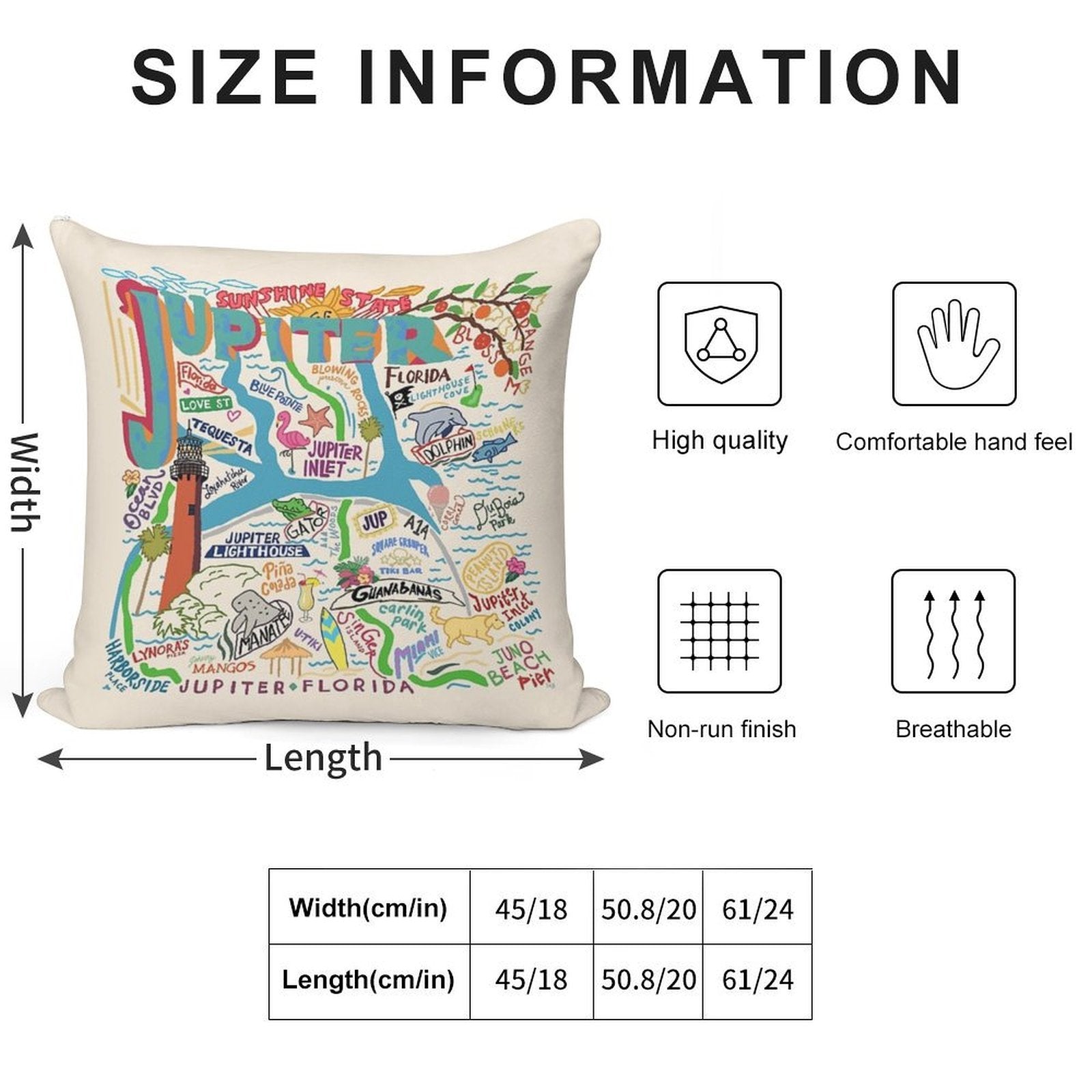 Jupiter, FL Soft Fade-Resistant Throw Pillow