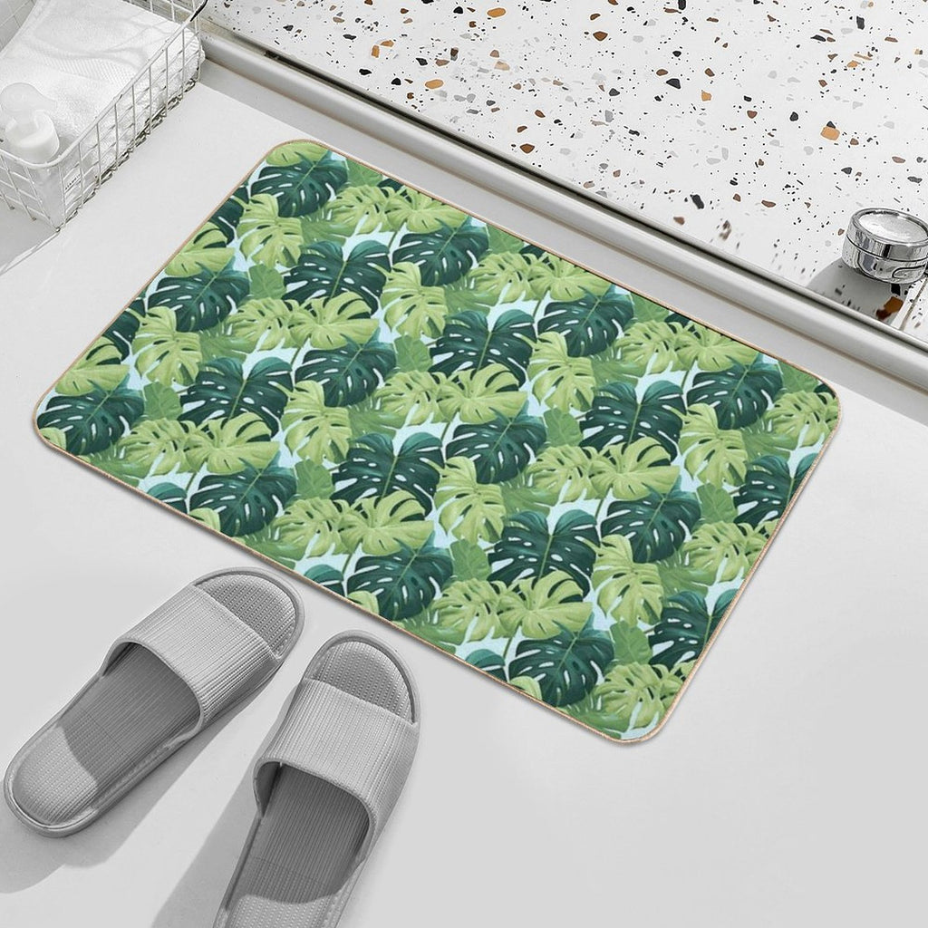 Seamlees Monstera  Nature's Bounty  Easy Maintenance Bath Mat