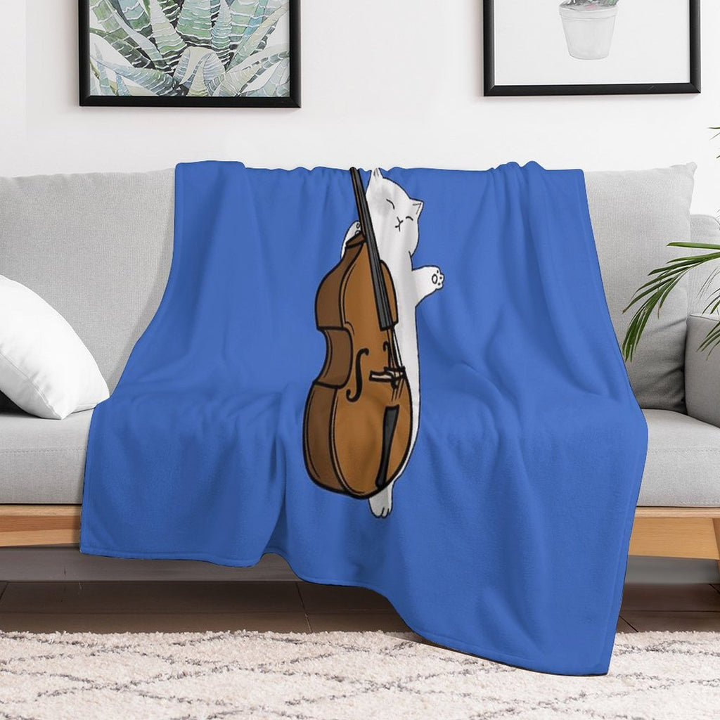 Cute Cat Double Bass Player For Double Bass Player And Classical Musician As A Double Bass Velvety-soft Throw Blanket