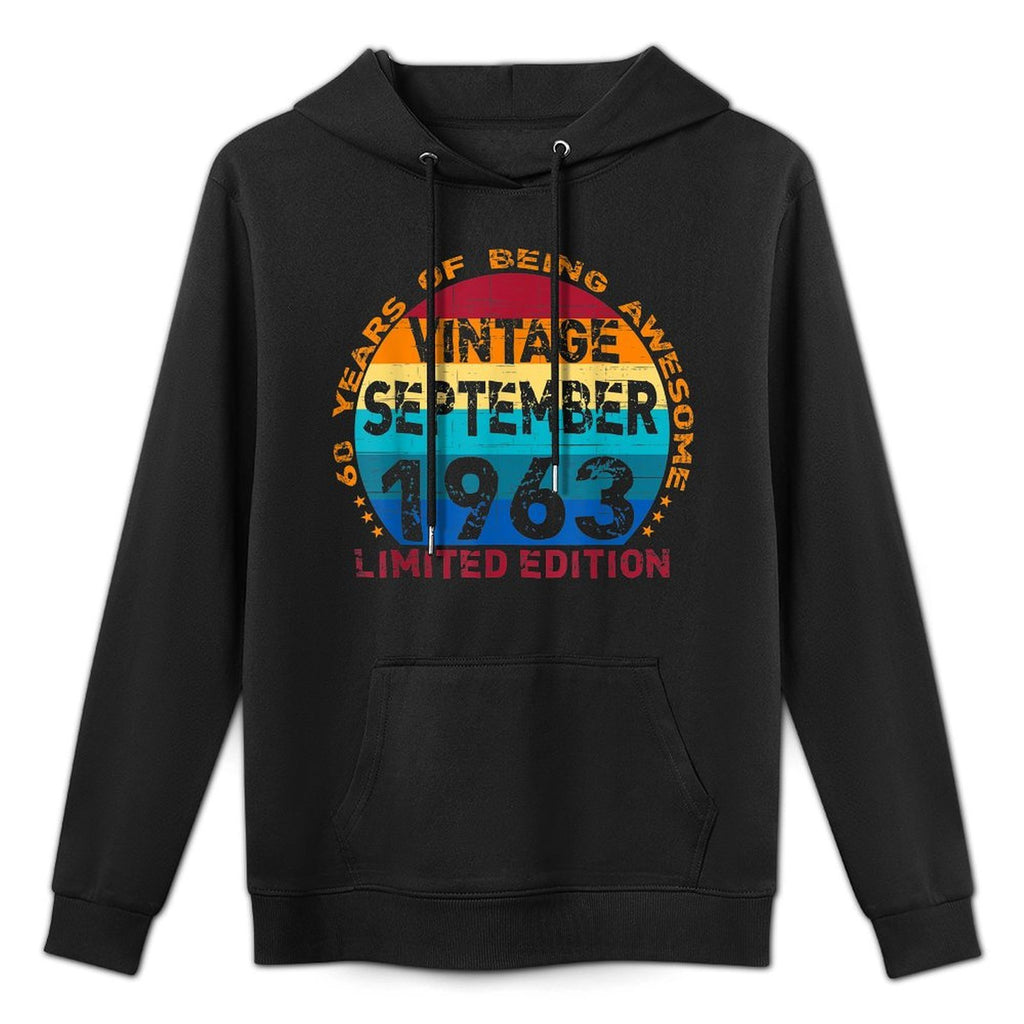 60 Years Old Vintage September 1963 Distressed 60th Birthday Cotton-Polyester Blend Hoodie