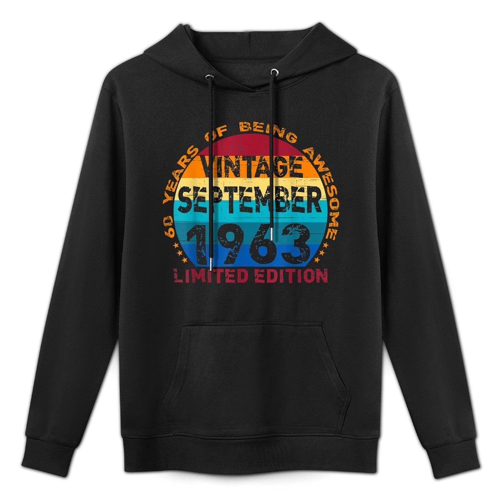 60 Years Old Vintage September 1963 Distressed 60th Birthday Cotton-Polyester Blend Hoodie