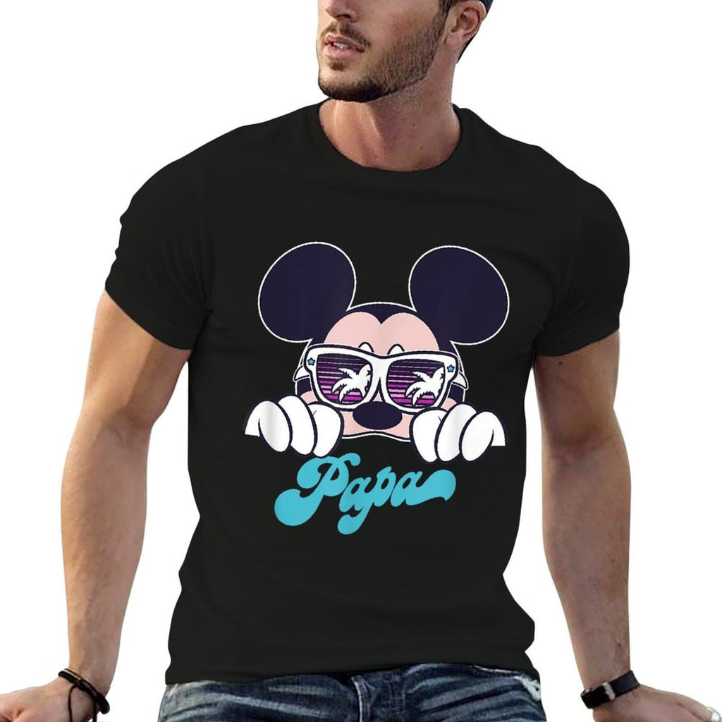 Disney Mickey And Friends Cool Mickey Summer Vibes Papa Logo  Slim-fit Cut T-Shirt