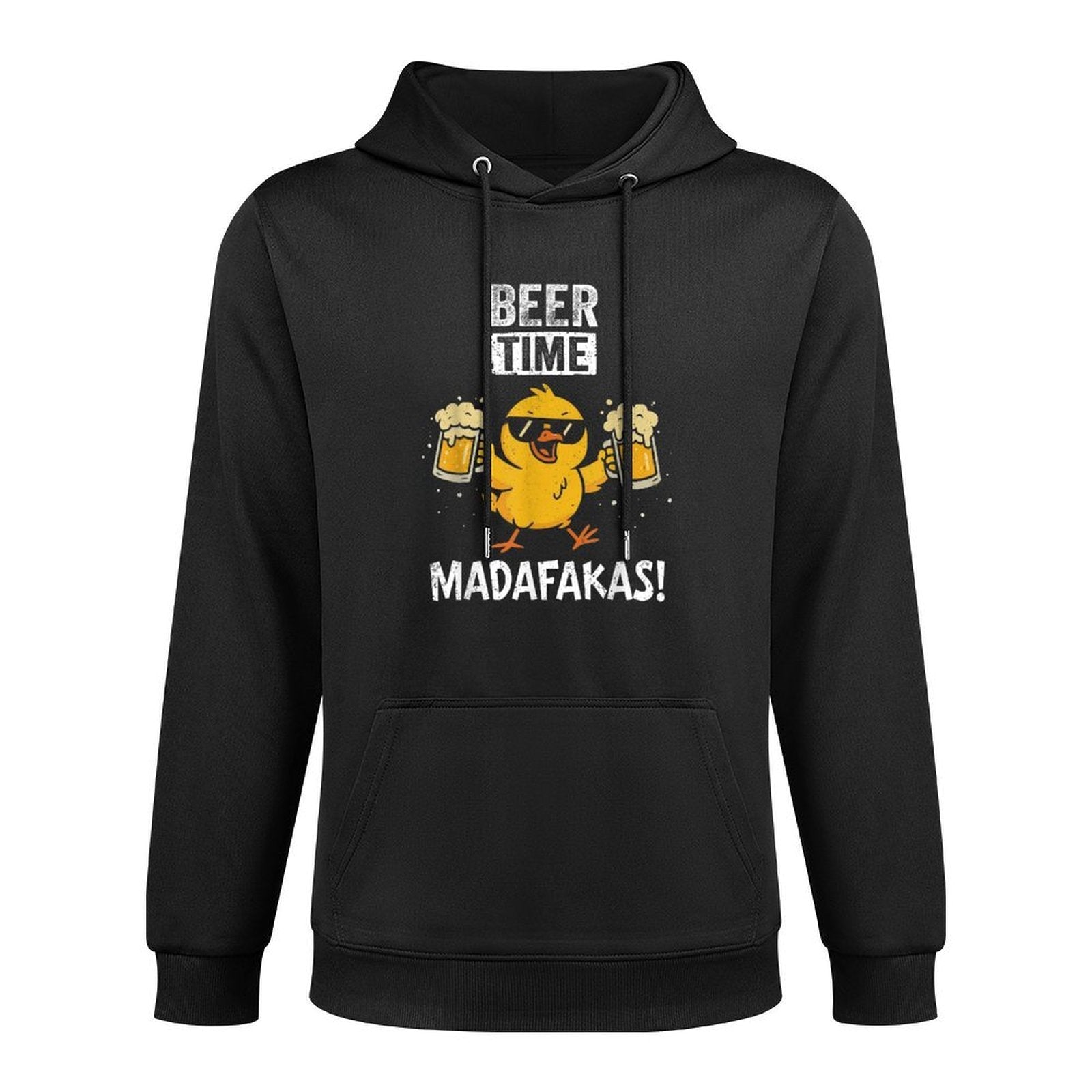 Beer Time Madafakas Funny Meme Duck With Beer Chicken Gifts Cotton-Polyester Blend Hoodie