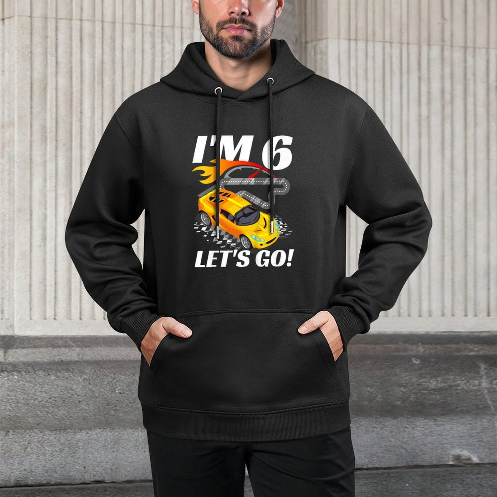 6 Year Old 6th Racing Racecar Birthday Party Boys Girls Adjustable Hood Hoodie