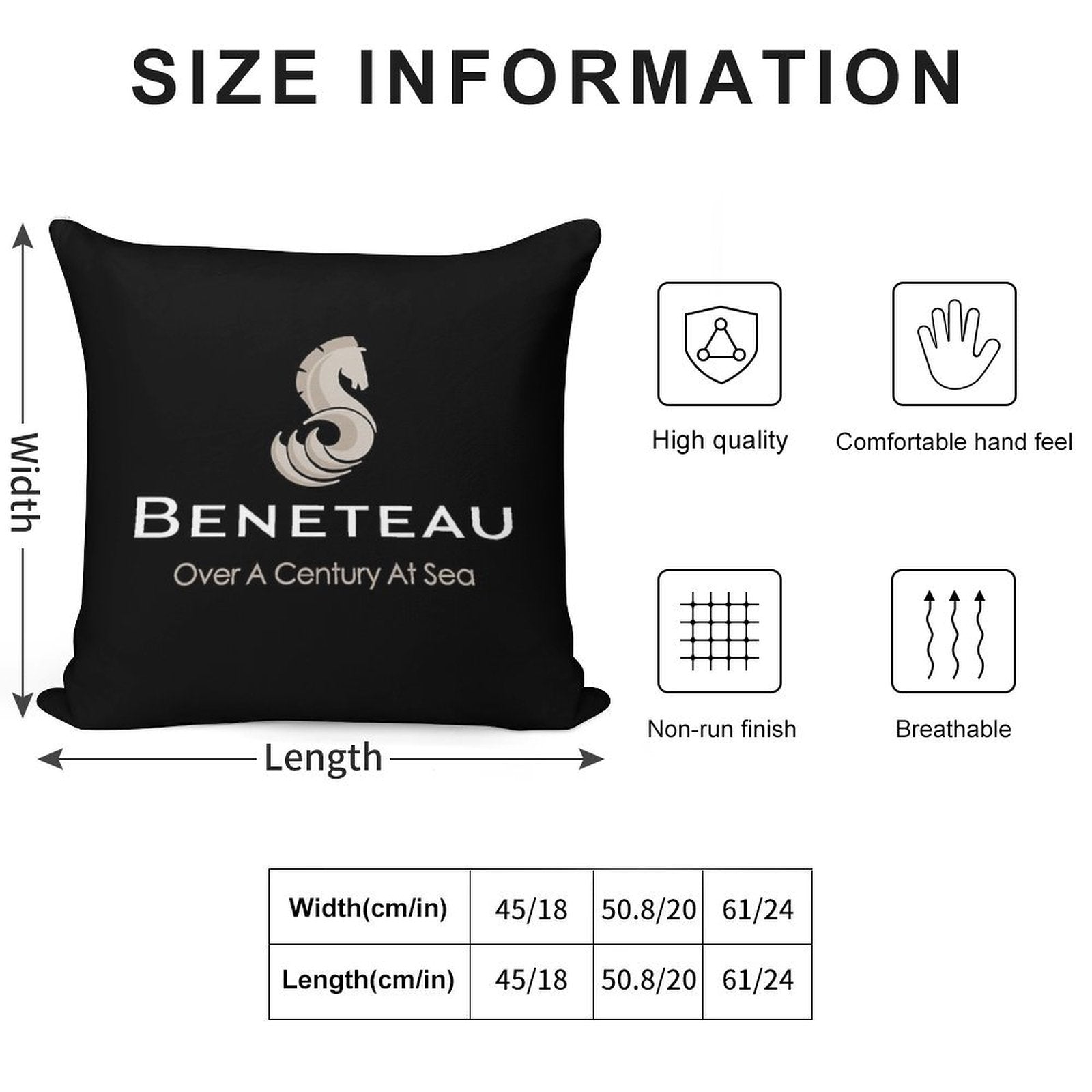 Beneteau Sailboat Sailing Yacht POCKET SIDE Soft Reinforced Edging Throw Pillow