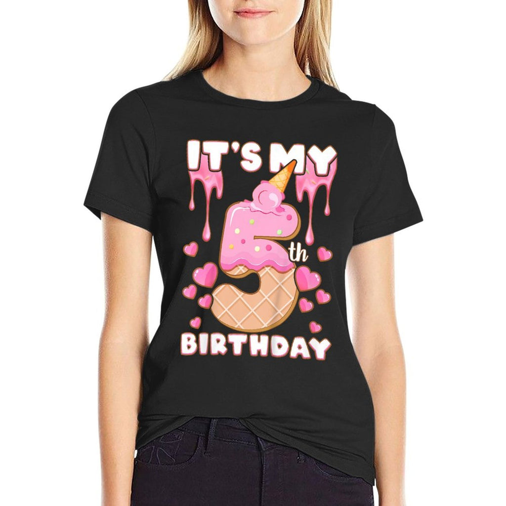 Birthday, Girl 5 Years, Ice Cream, It's My 5th Birthday  Quick-drying T-Shirt