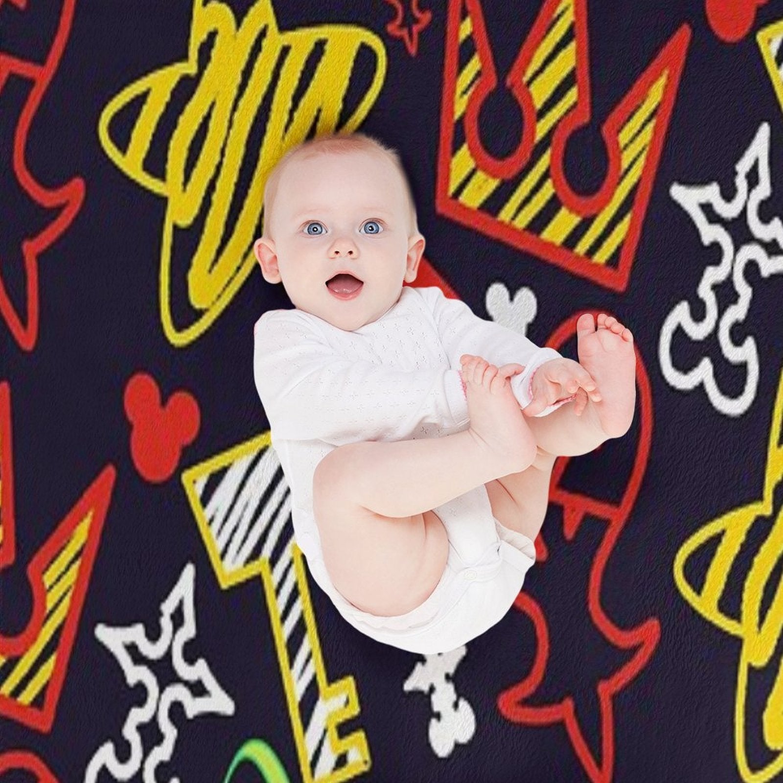 Kingdom Hearts Crayon Style Pattern - Bright Travel-friendly Throw Blanket