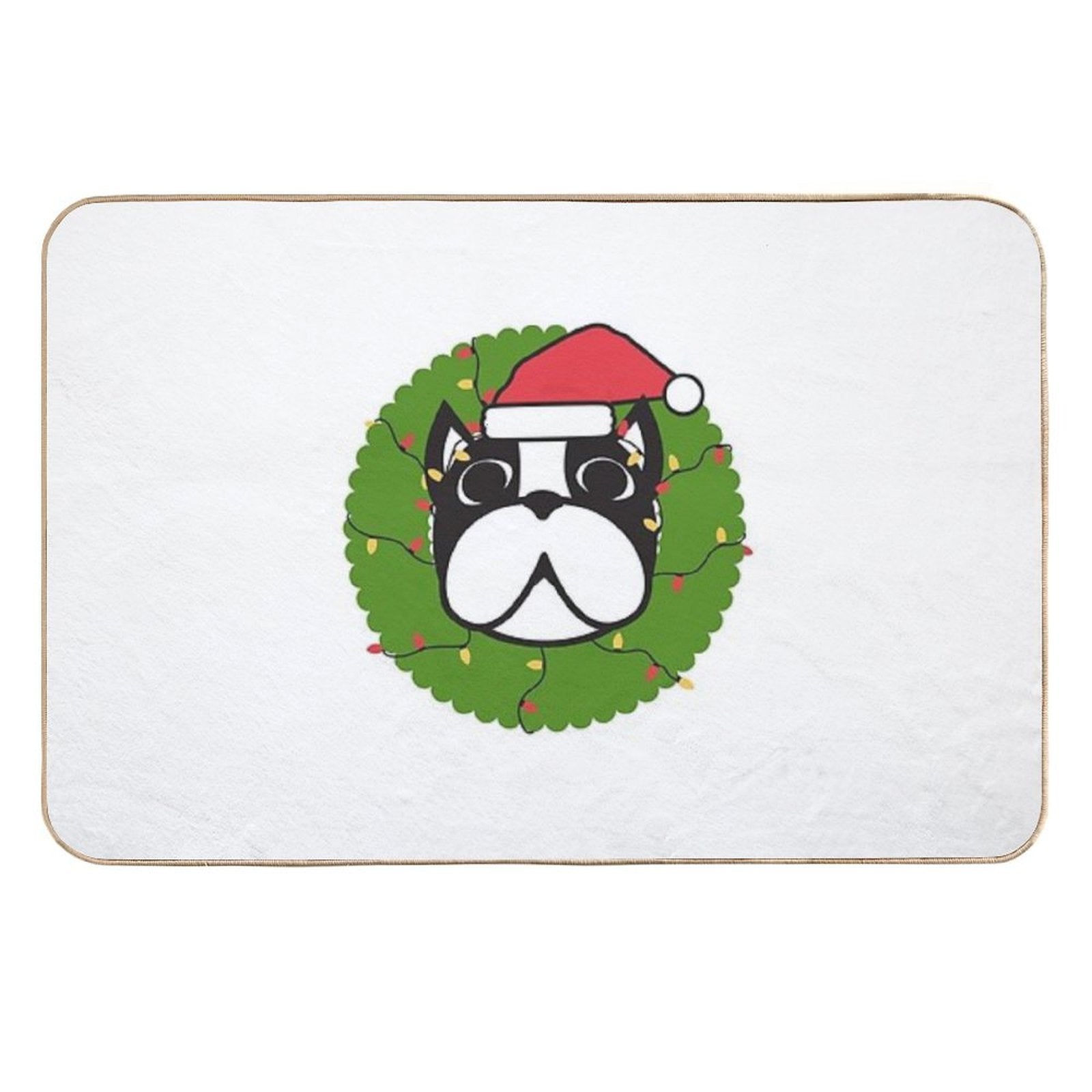 Cute Boston Terrier Merry Christmas Tree Funny Hello Winter Essential T-Shirt  Multi-Purpose Bath Mat