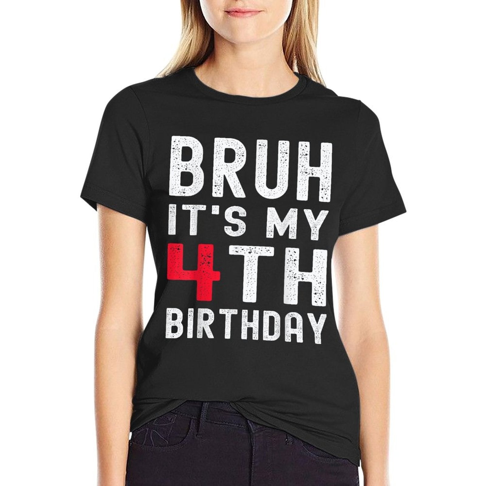 Bruh It's My 4th Birthday 4 Year Old Birthday Retro  Wrinkle-resistant T-Shirt