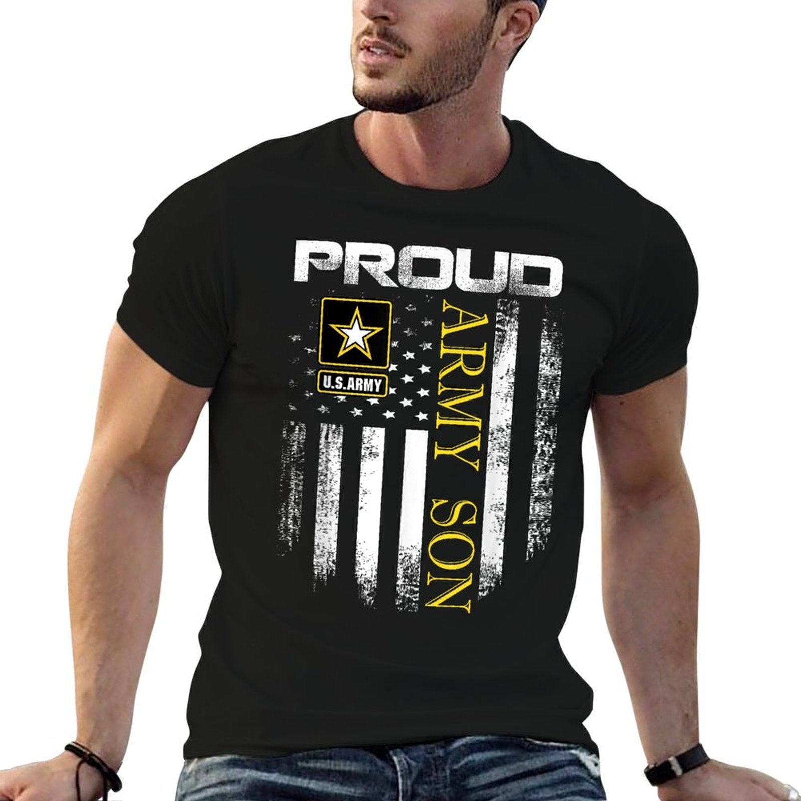Vintage Proud Army Son With American Gift  Soft T-Shirt