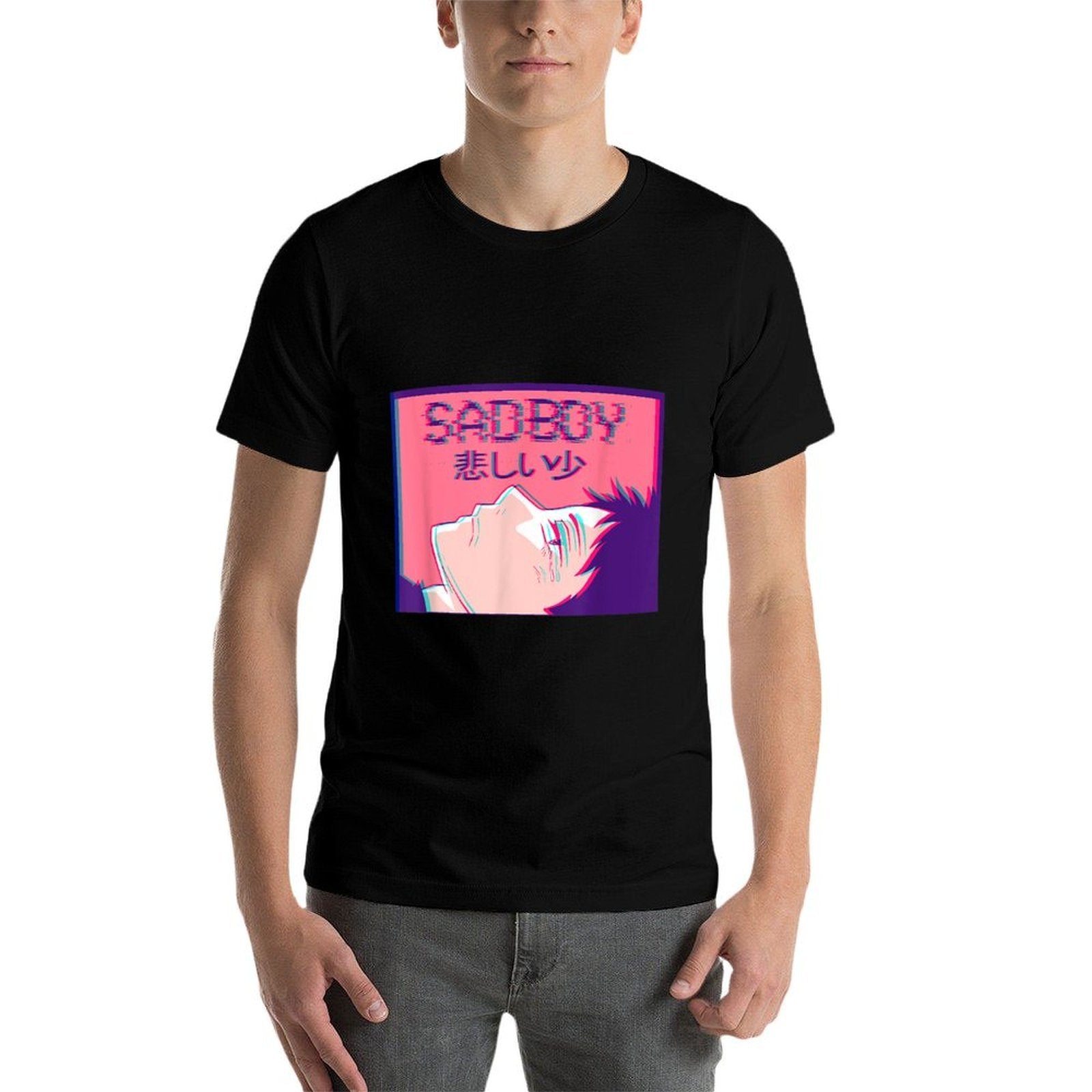 Sad Anime Boy Emo Soft Boy Eboy Vaporwave Aesthetic Lofi  Versatile T-Shirt