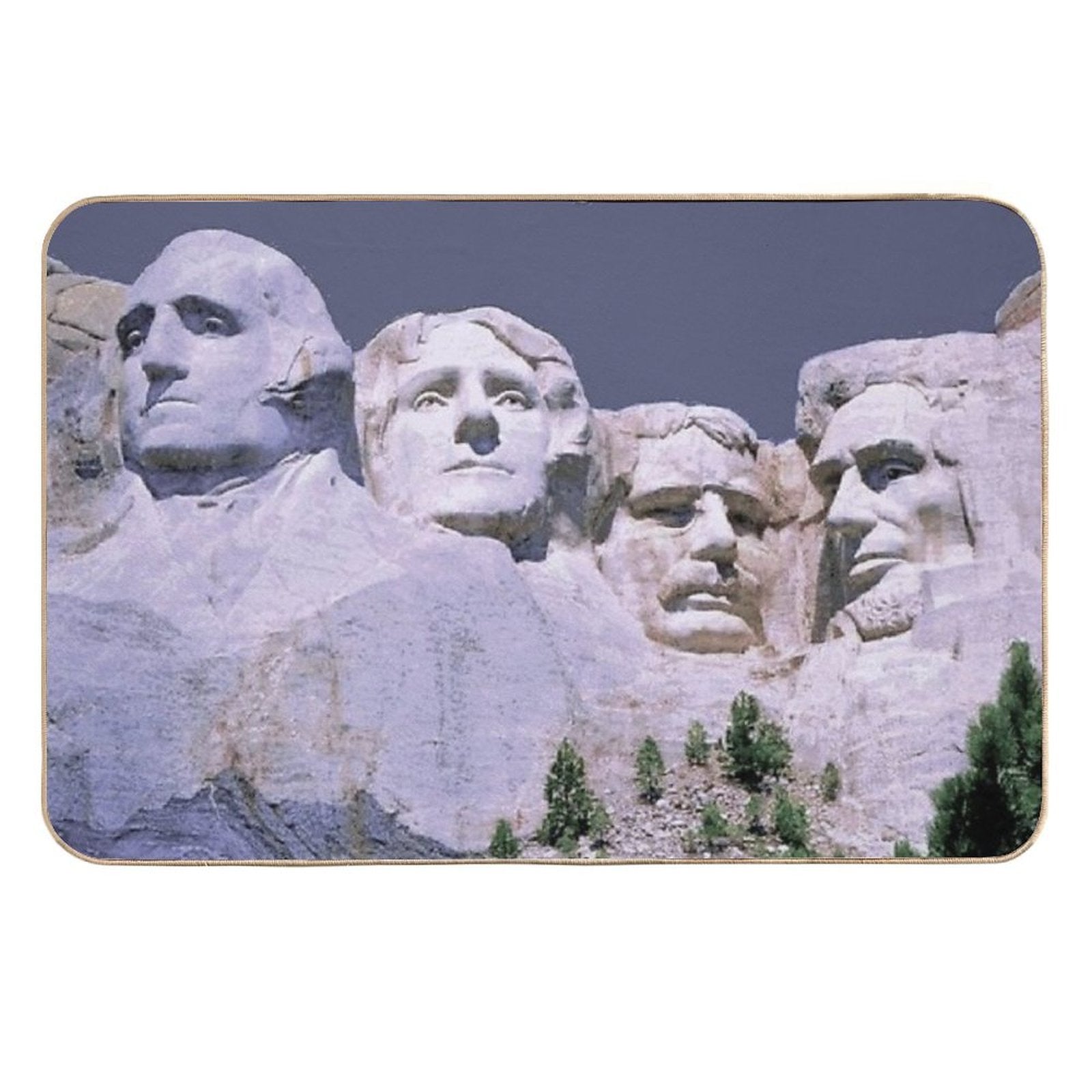MOUNT RUSHMORE; Presidents Sculpture Vintage Print  Anti-Trip Bath Mat