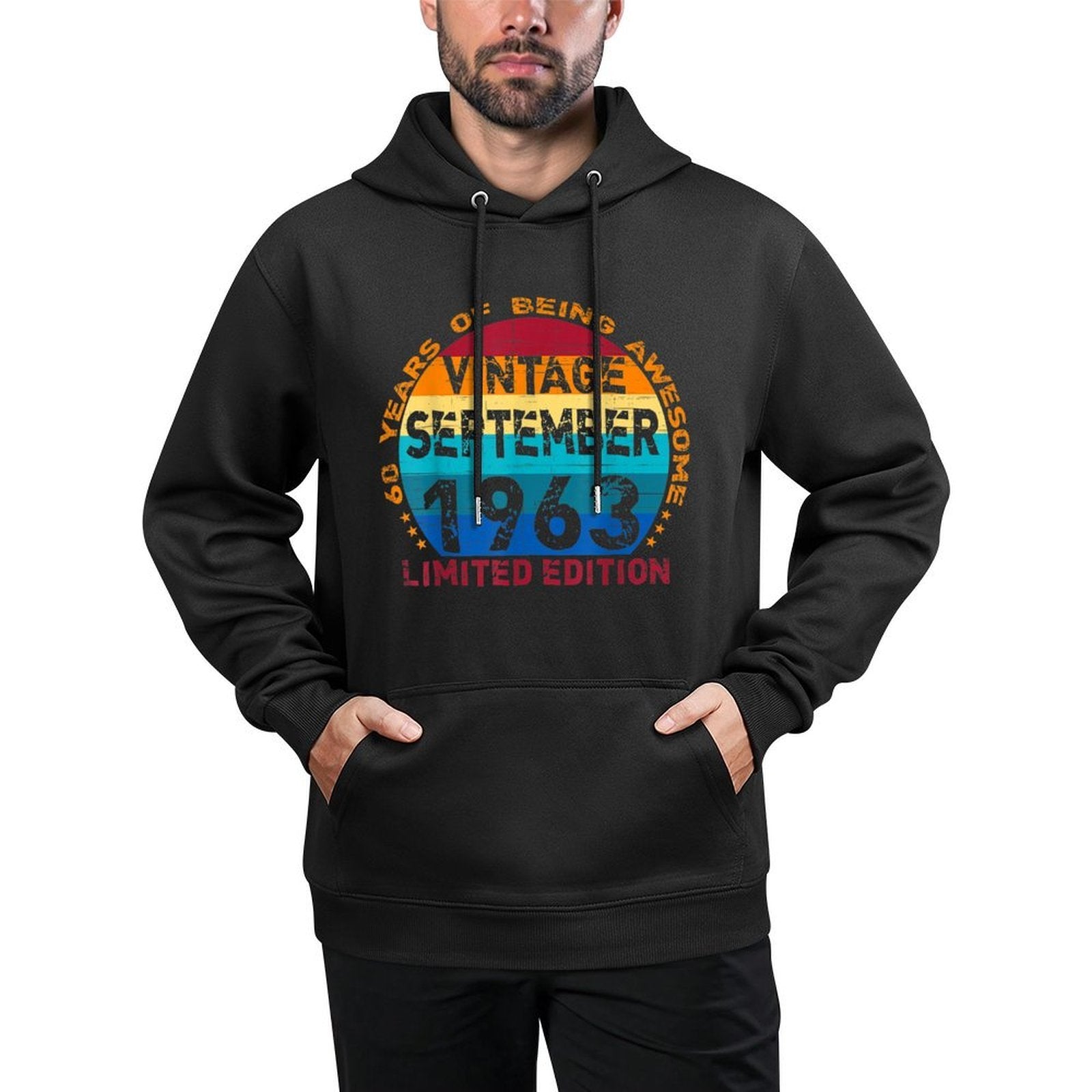 60 Years Old Vintage September 1963 Distressed 60th Birthday Cotton-Polyester Blend Hoodie