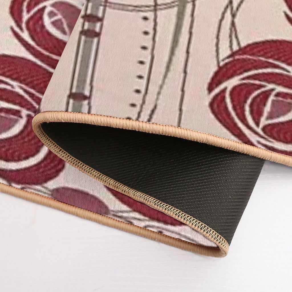 Charles Rennie Mackintosh Roses,Mackintosh Abstract Rose  Easy Maintenance Bath Mat