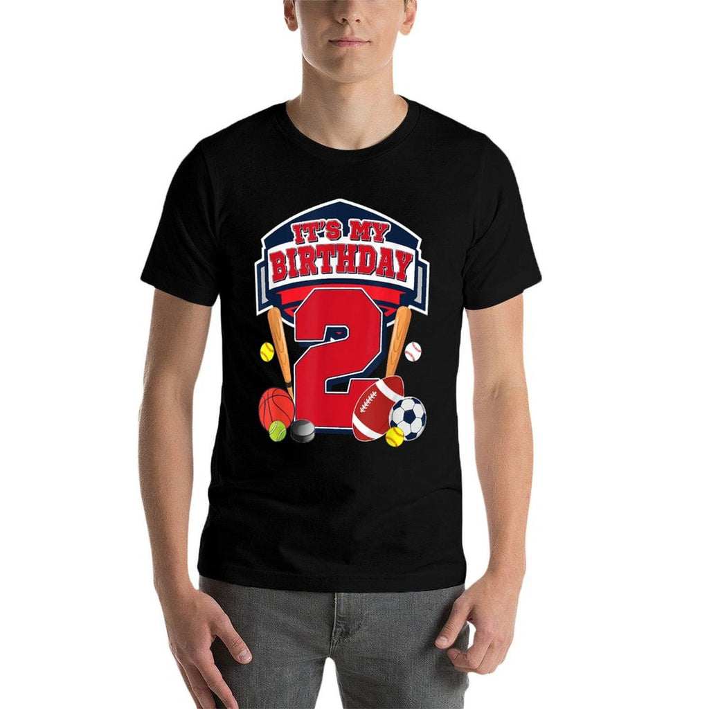 Sports Ball It's My 2nd Birthday Boy 2 Year Old Birthday  Lightweight T-Shirt