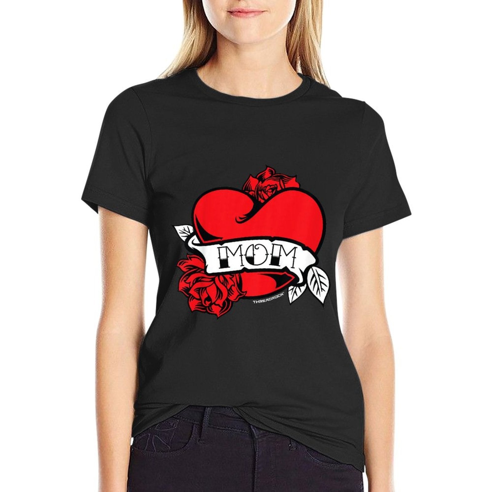 Kids Mom Heart Tattoo  Oversized Silhouette T-Shirt