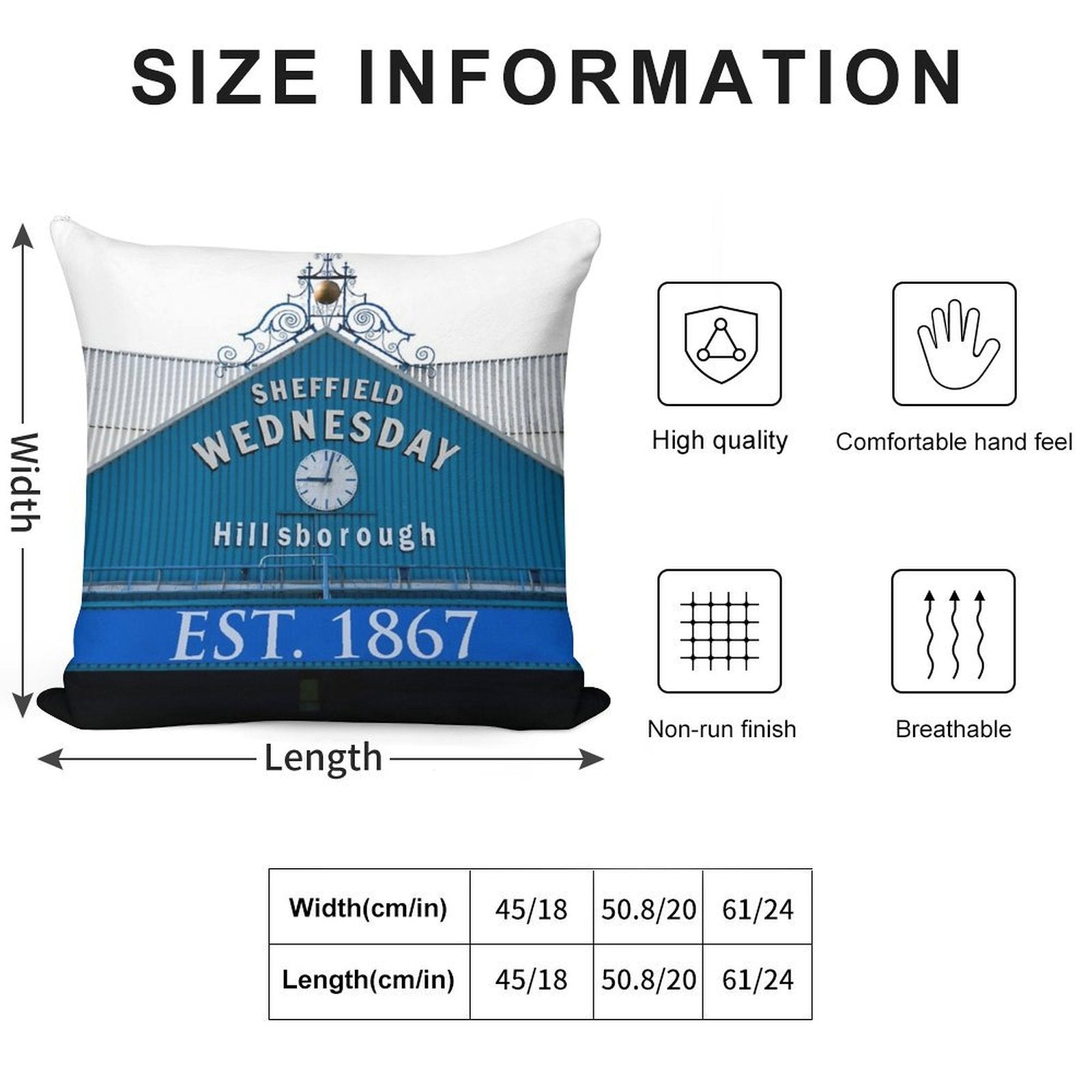 Sheffield Wednesday Famous Clock Soft Washable Throw Pillow