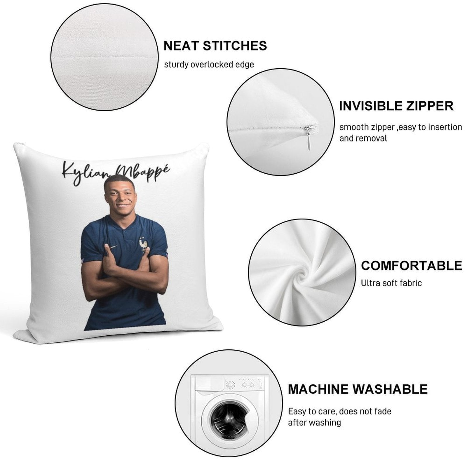 Kylian Mbappe Soft Style Accent Throw Pillow
