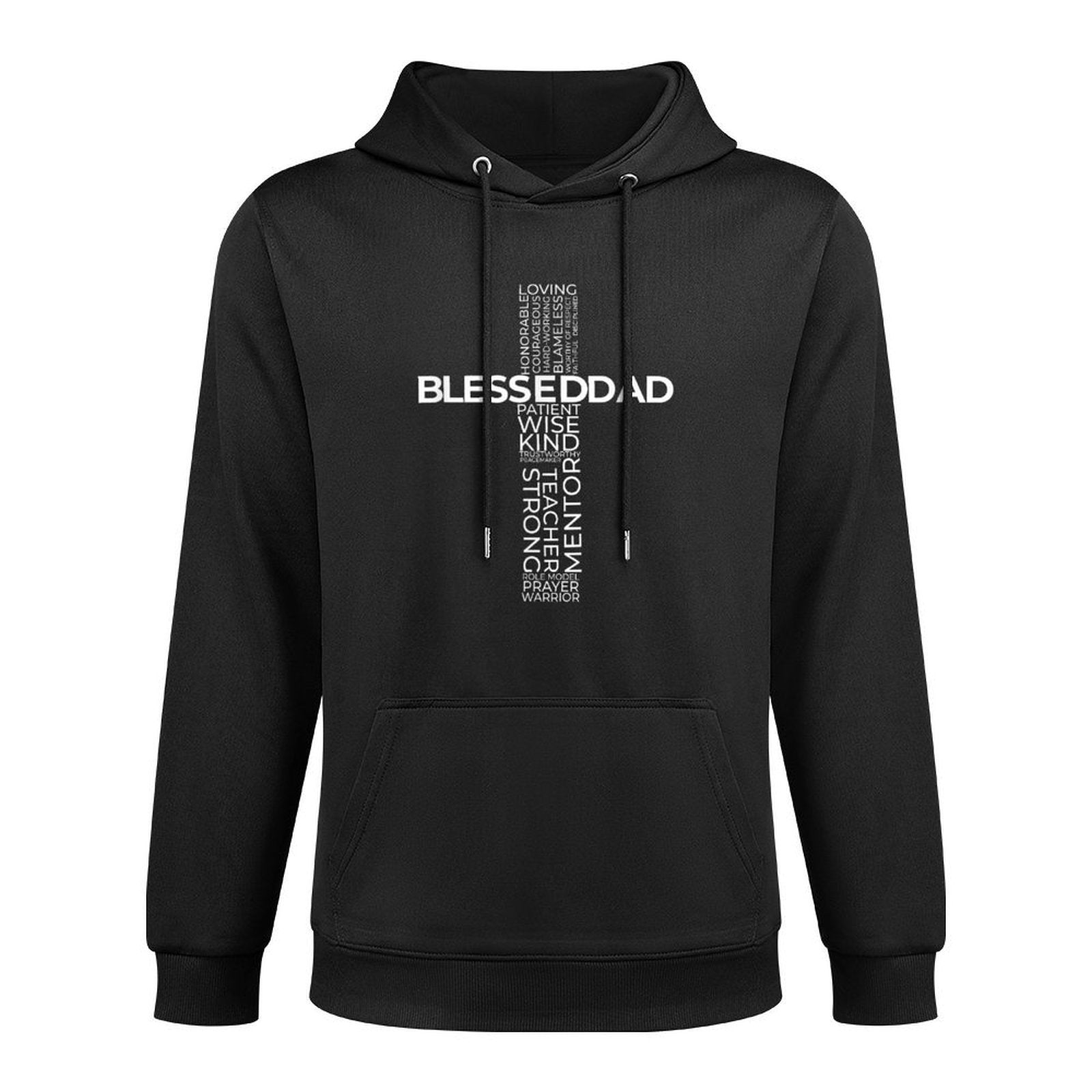 Christian Blessed Dad Cross Father's Day Durable Construction Hoodie