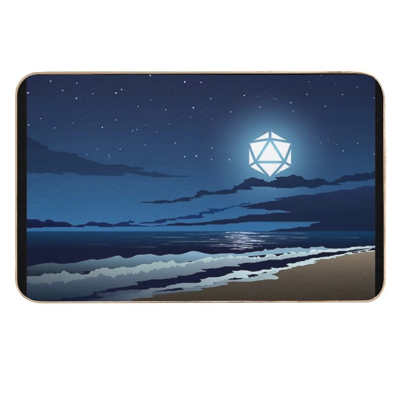 Beach Full Moon D20 Dice RPG Night Roleplaying Landscapes  Easy To Clean Bath Mat