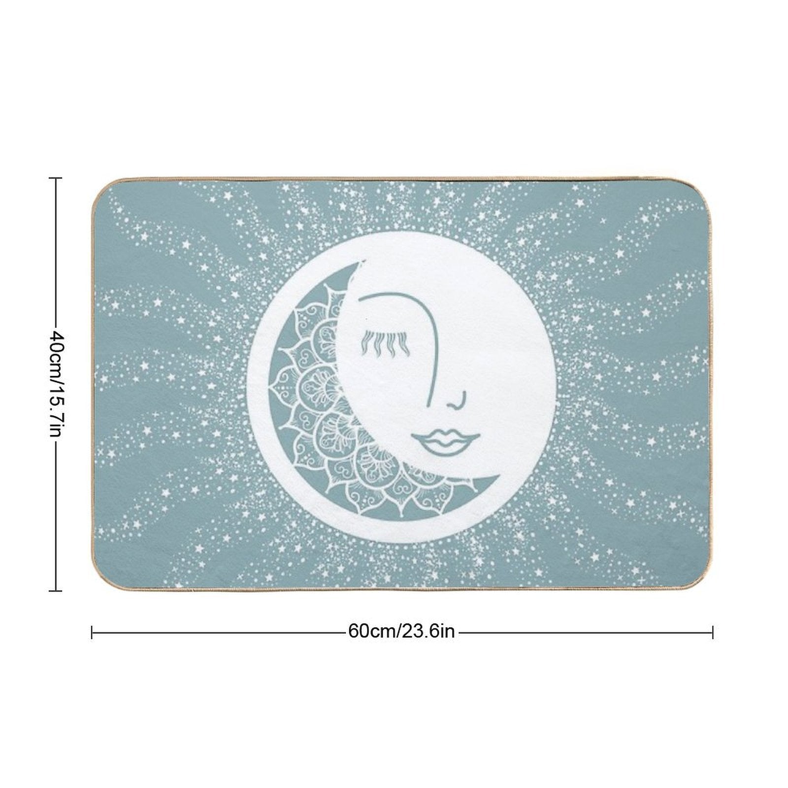Moon Art, Teal, Mandala, Moon And Stars Art  Multi-Purpose Bath Mat