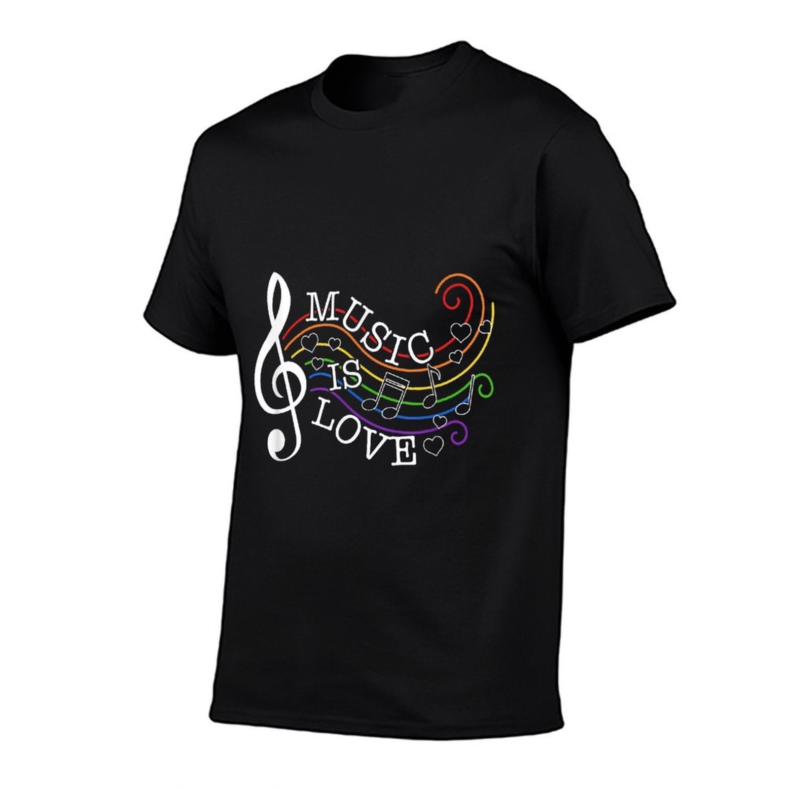 Music Is Love Treble Clef Rainbow Pride Heart Music Notes  Classic T-Shirt