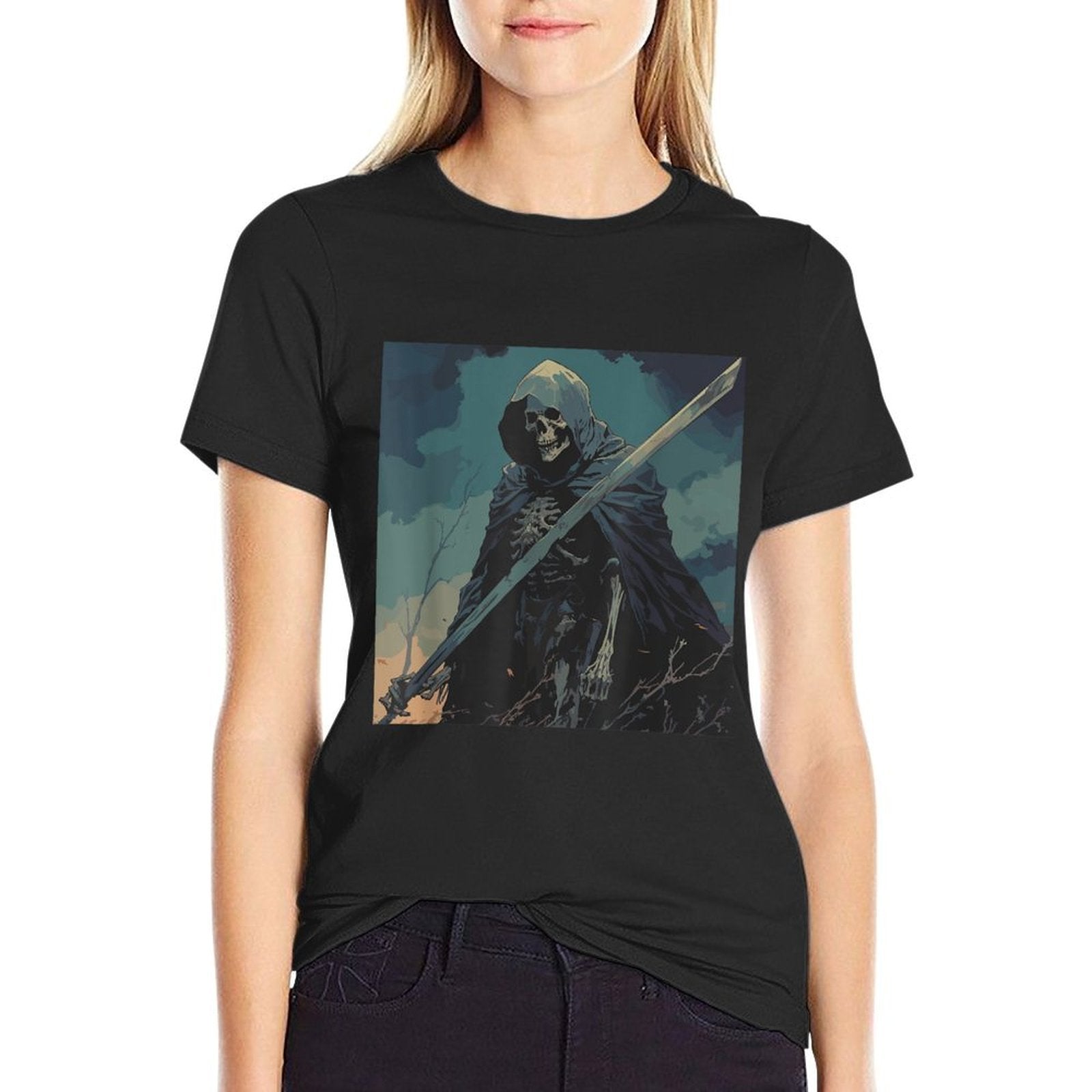 Skeleton Whimsigoth Dark Fantasy  Trendy Pattern T-Shirt