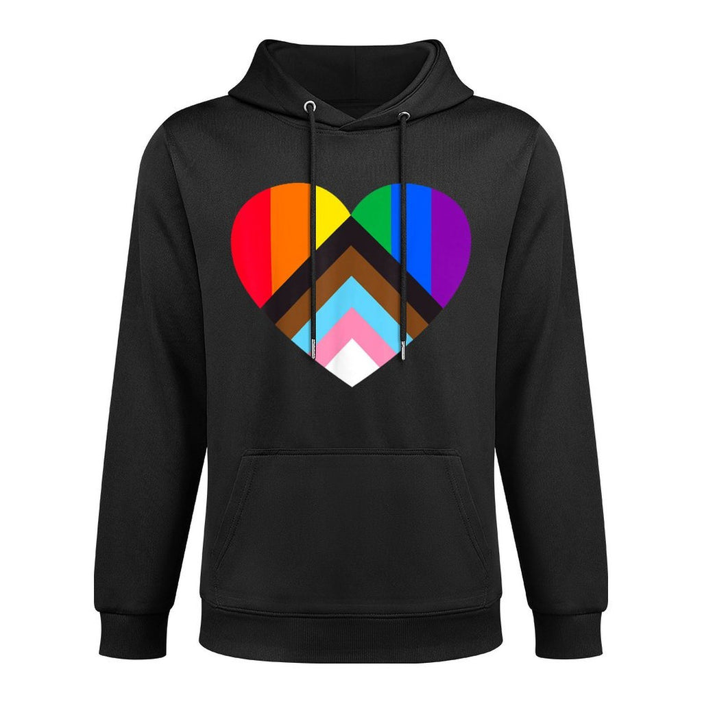 Progress Pride Rainbow Heart LGBTQ  Gay Lesbian Trans Customizable Surface Hoodie