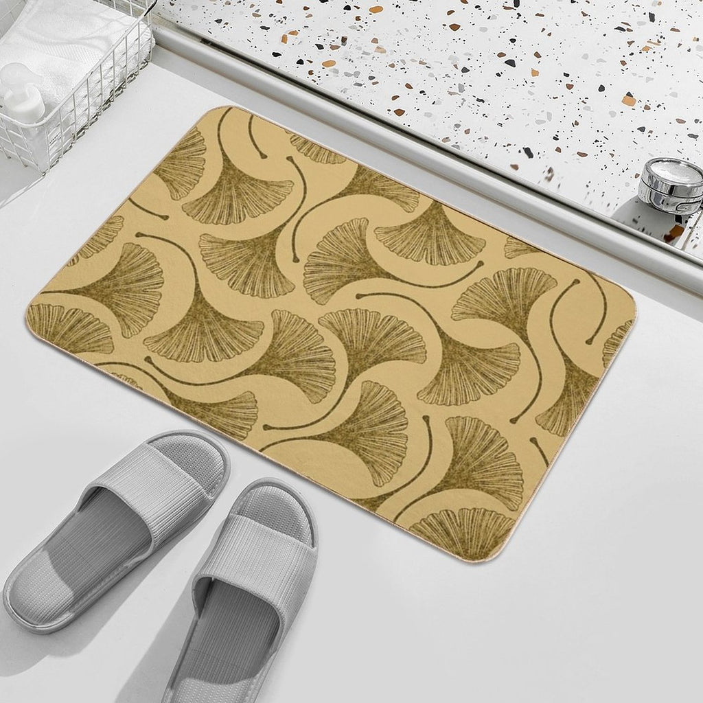 Golden Ginko Leaves  Dirt-Trapping Bath Mat