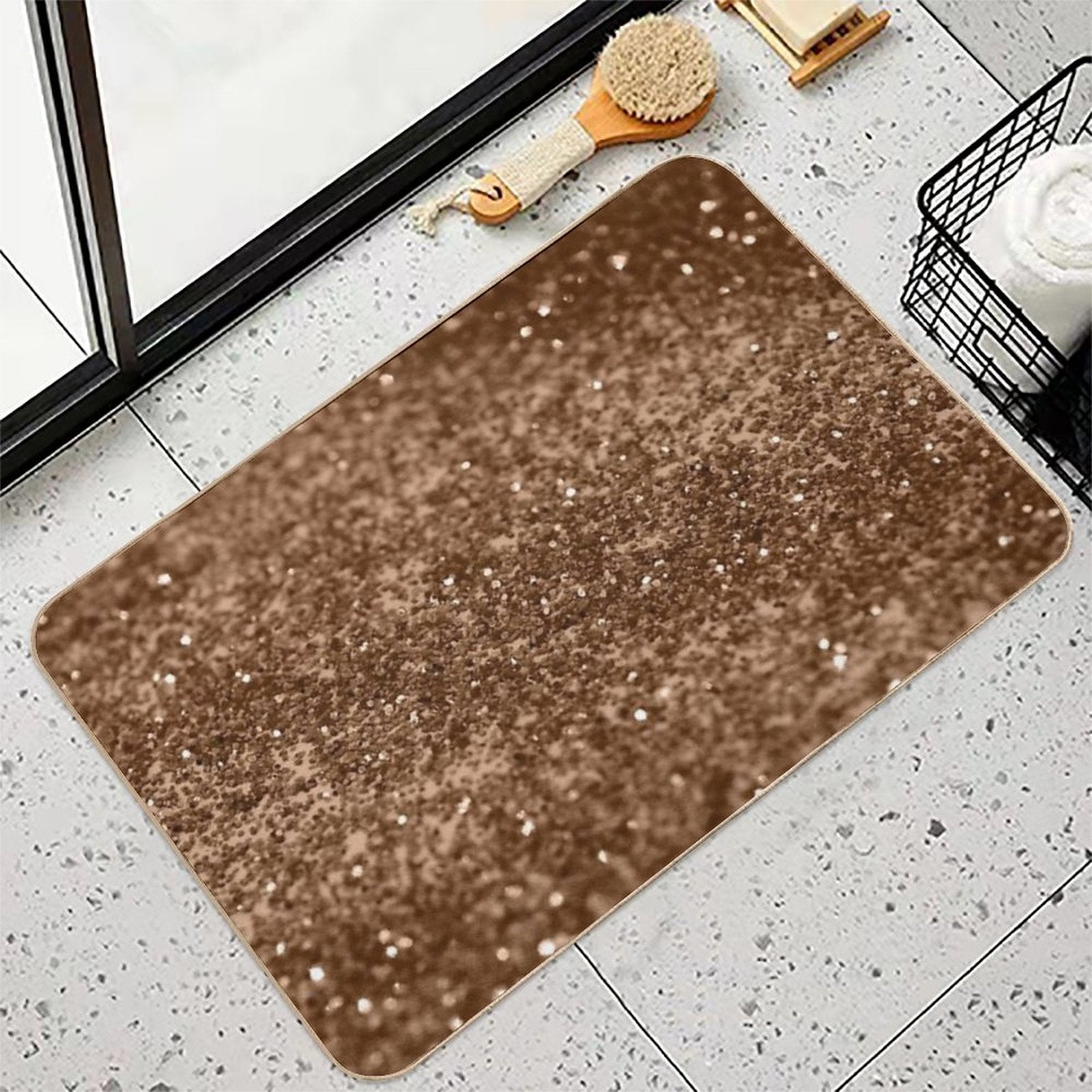Gold Brown Glam #2 (Photo of Glitter Only - Not Reflective)  Pet-Safe Bath Mat