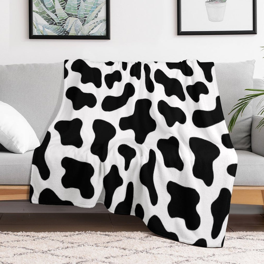 Black And White Cow Print Shrink-resistant Throw Blanket