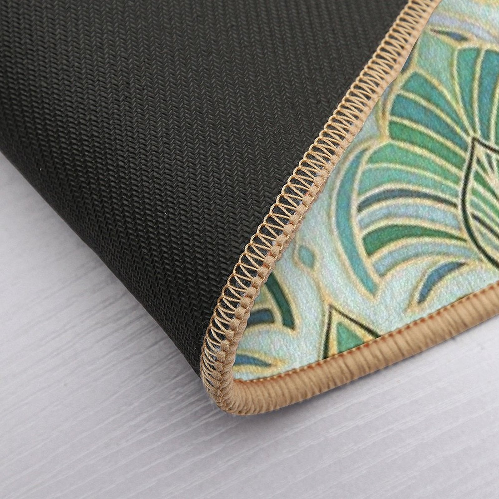 Jade Enamel Art Deco Fans Durable Bath Mat
