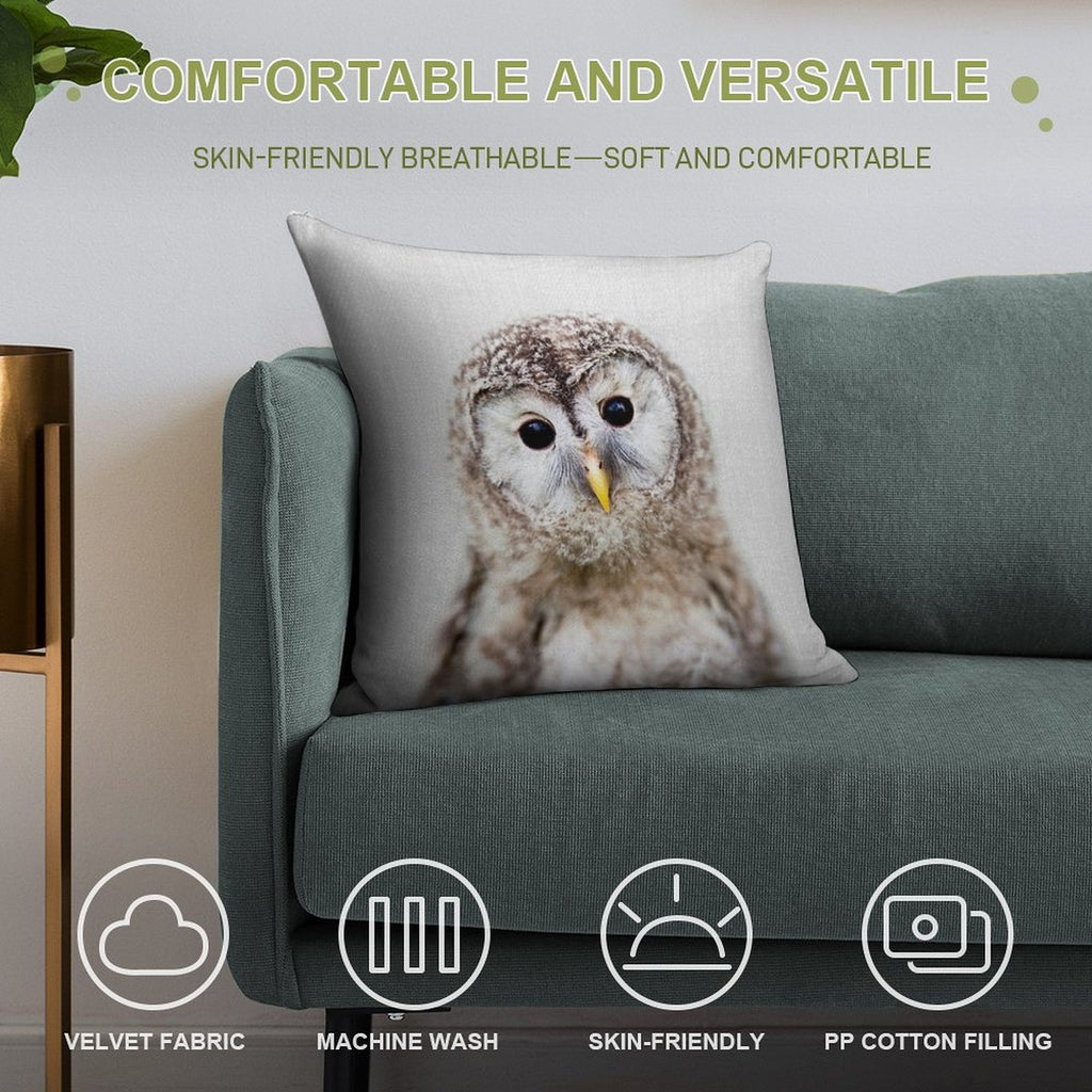 Baby Owl - Colorful Soft Bedroom Essential Throw Pillow