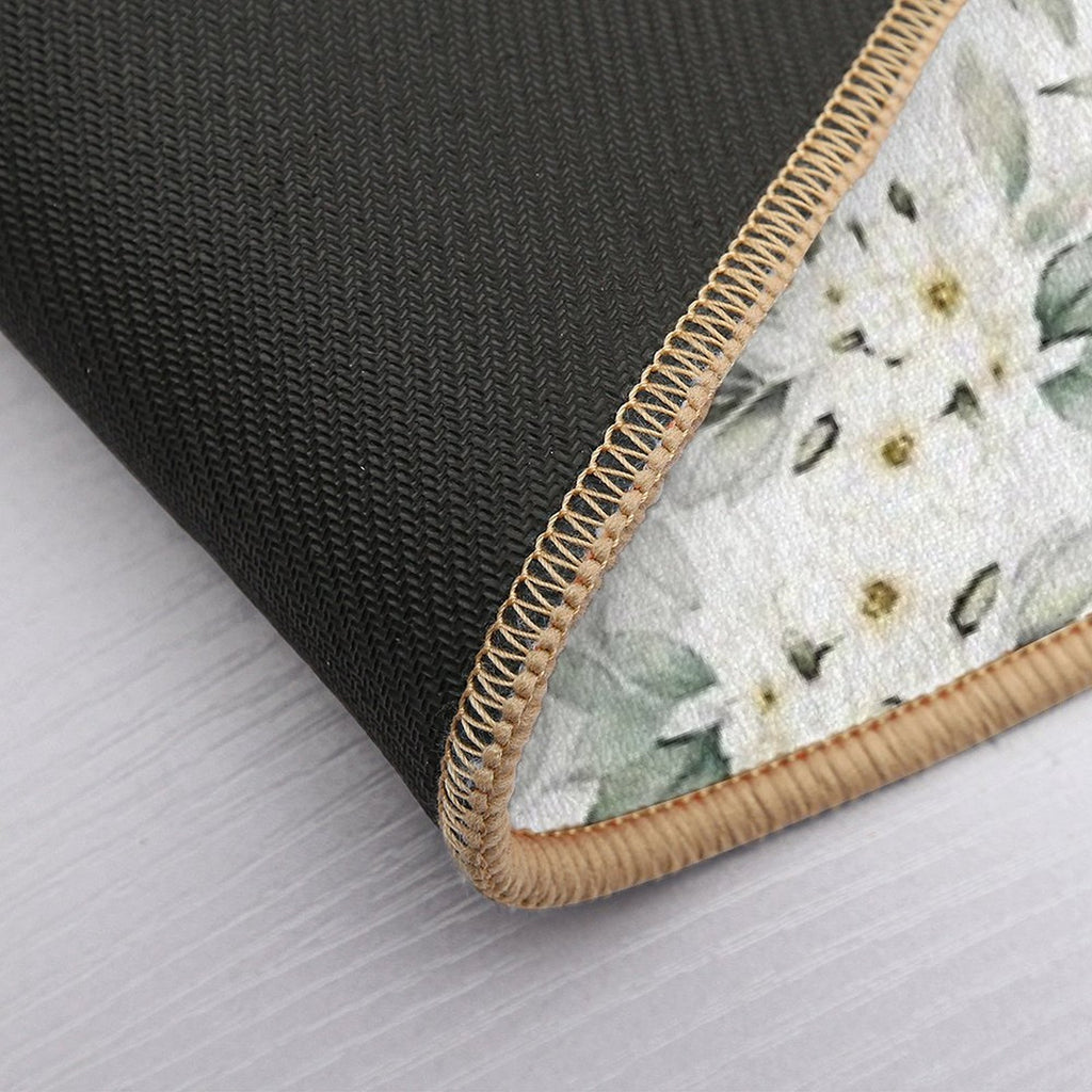 Green Leaves And Flower Blossom Pattern  Fade-Resistant Bath Mat