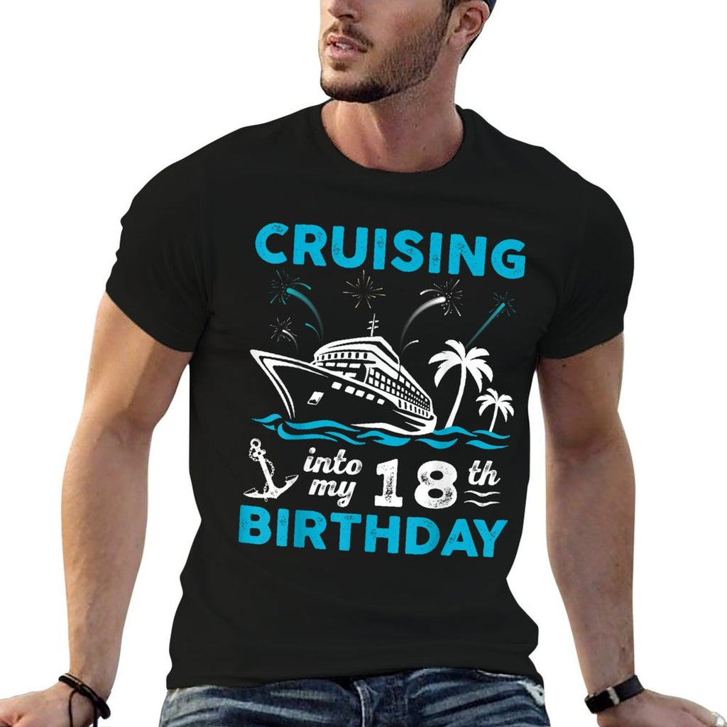18 Year Old Birthday Cruising Into My 18th Birthday Cruise  Tagless Design T-Shirt