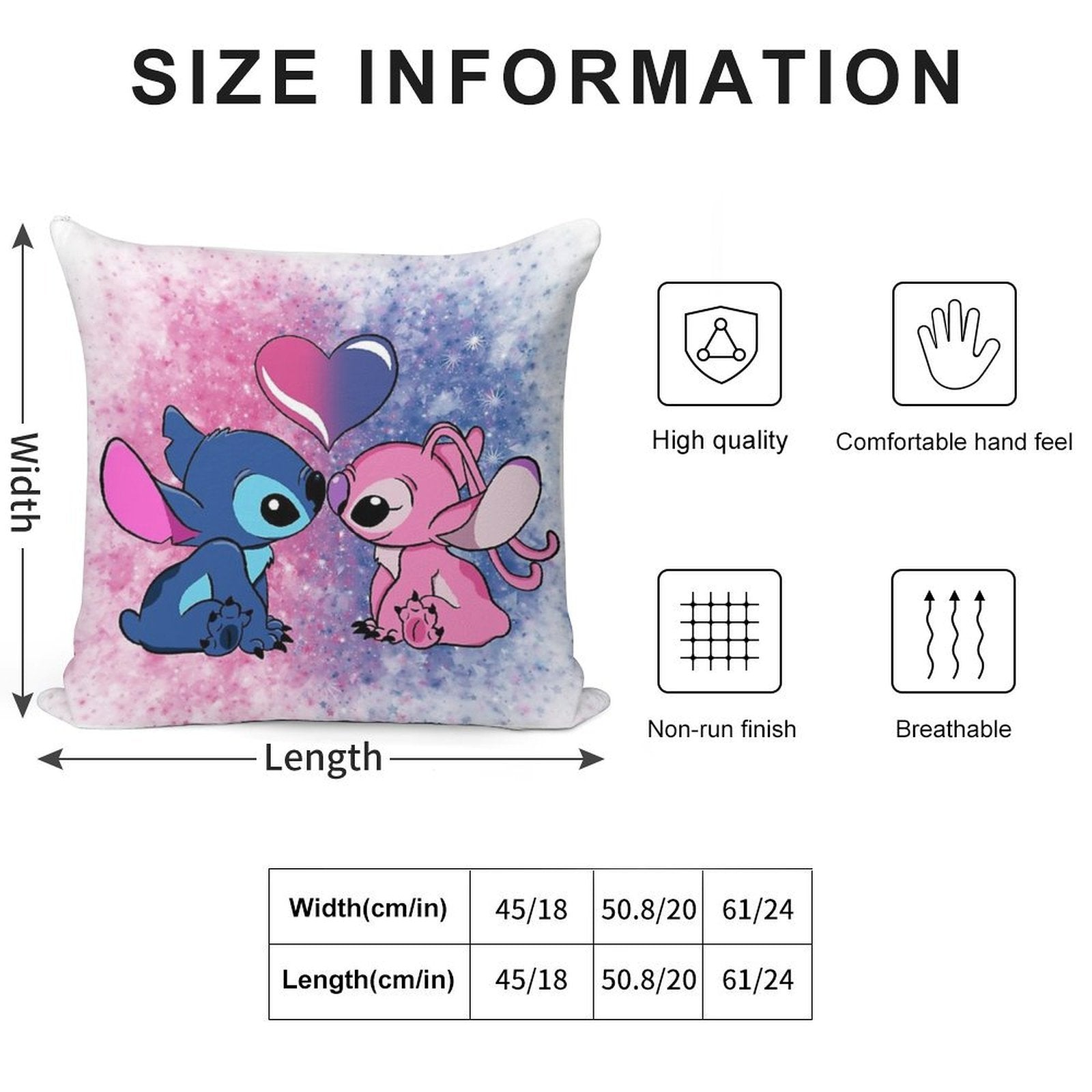 Stitch And Angel Soft Shrink-Resistant Throw Pillow