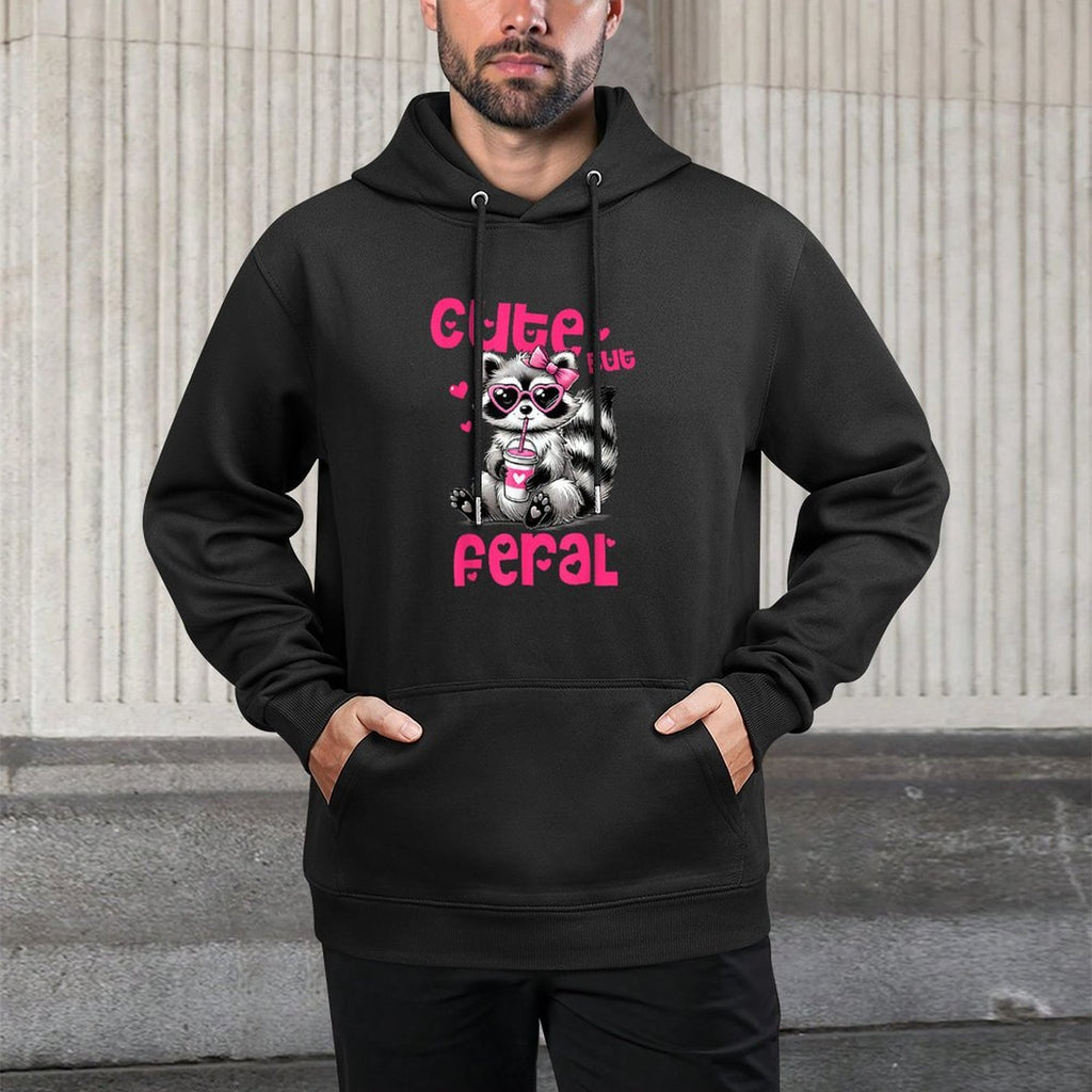 Cute But Feral Boys Girls Funny Raccoon Toddler Unisex Design Hoodie