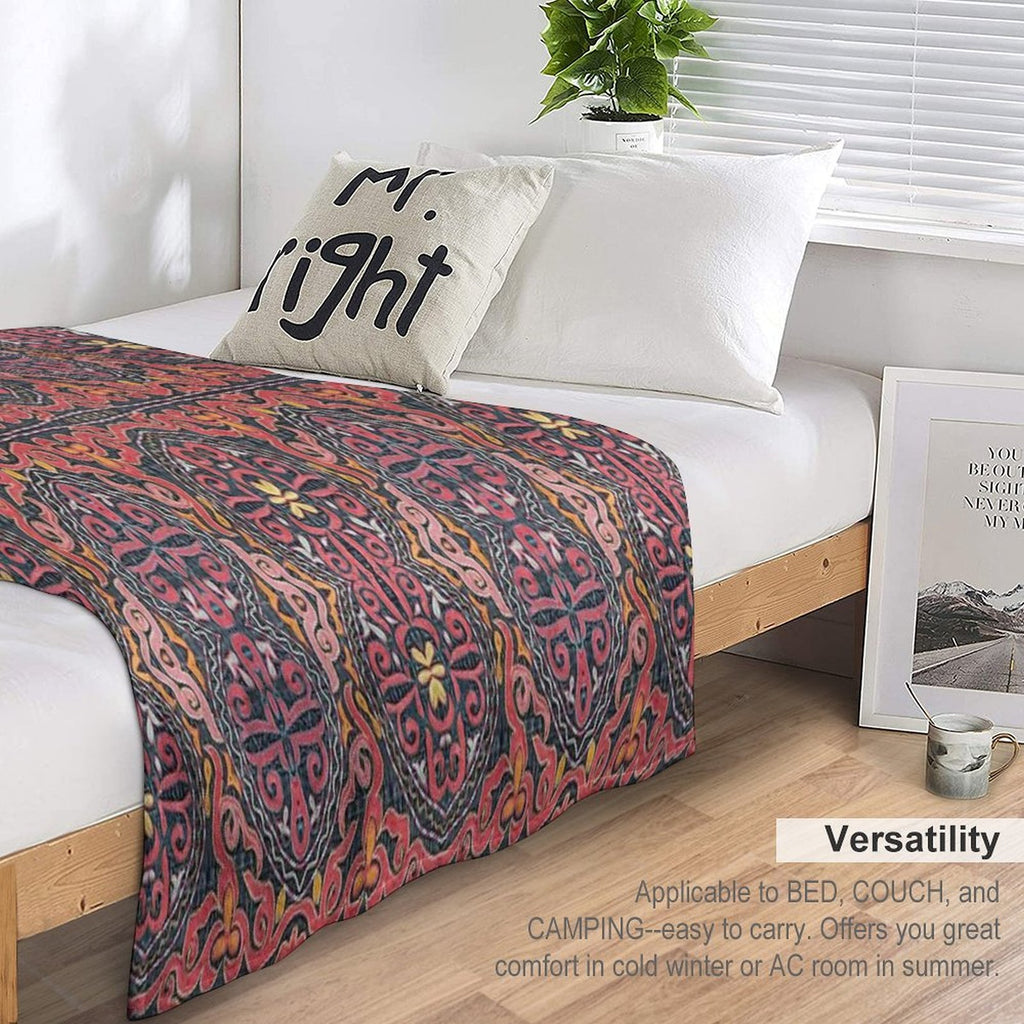 Red And Yellow Design Textile Art Premium Throw Blanket