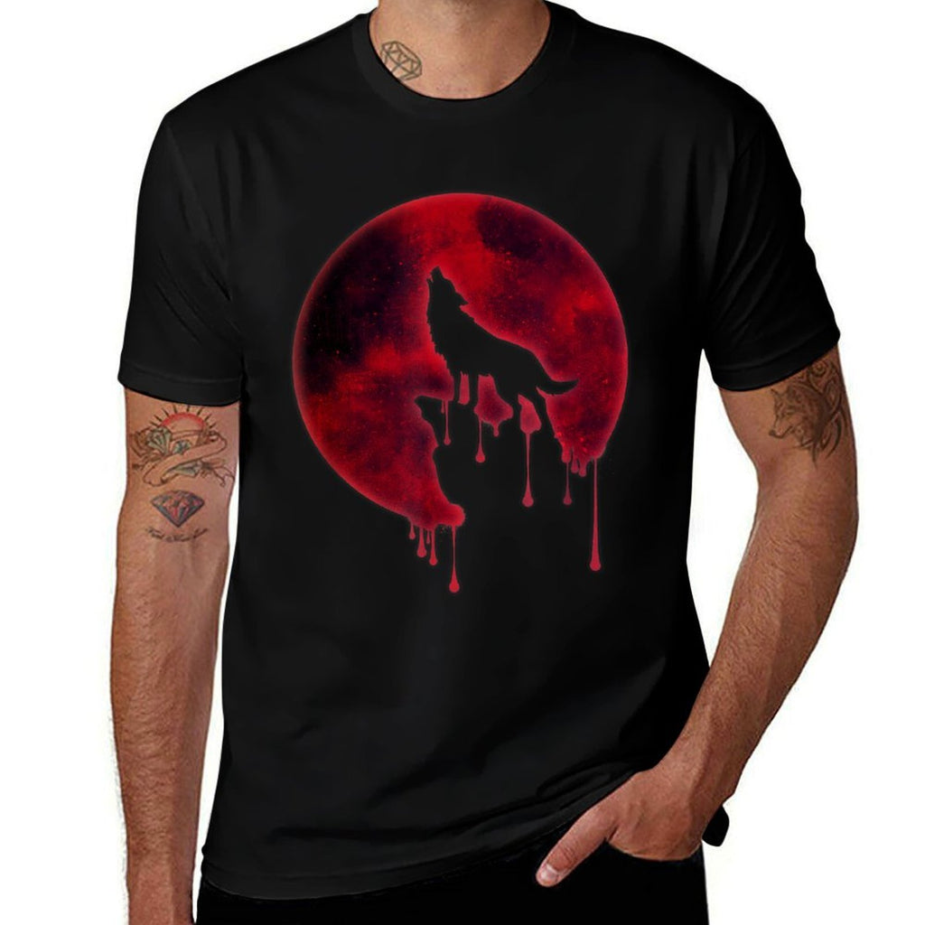Full Moon Howling Wolf Galaxy Blood Moon Eclipse  Vintage-inspired T-Shirt