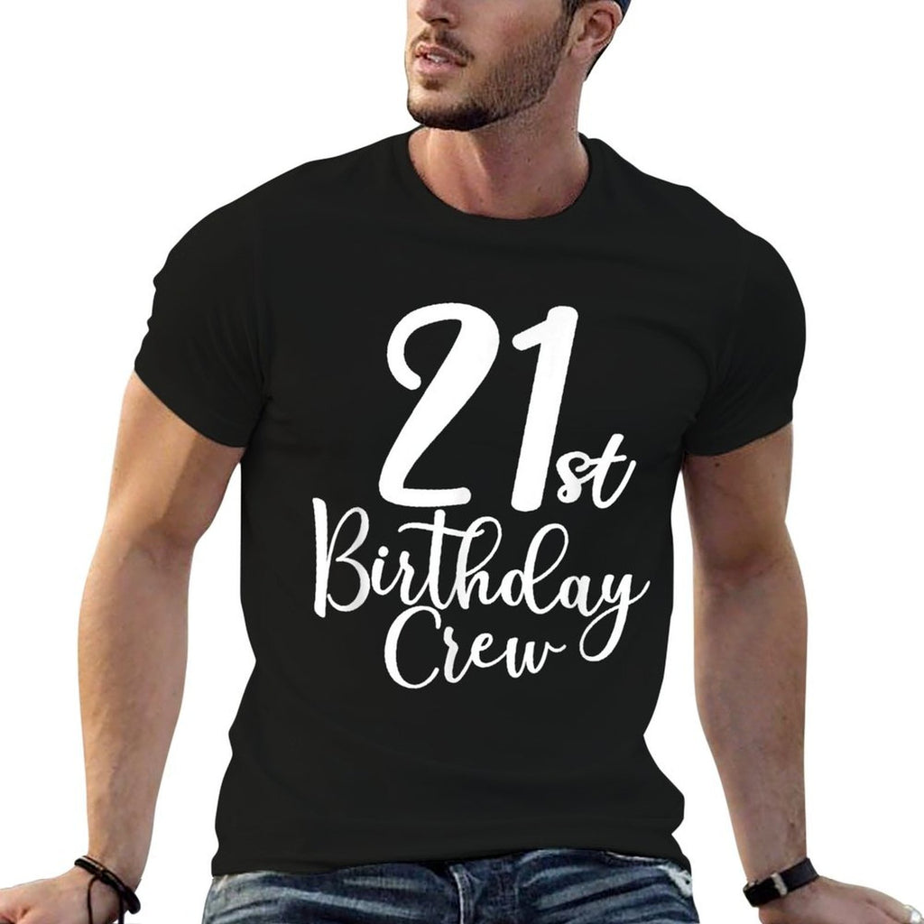 21st Birthday Crew 21 Years Old Matching Group Party  Summer-ready Fabric T-Shirt