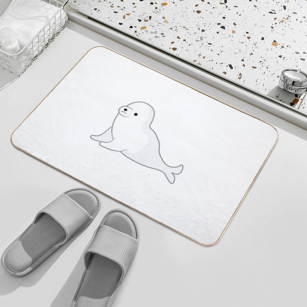 Adorable Baby Seal Just Vibing Out Here  Fade-Resistant Bath Mat