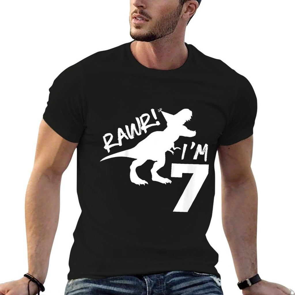 Kids Rawr I'm 7 Dinosaur Seventh Birthday Boy 7th Roar Year Old  Affordable Price T-Shirt