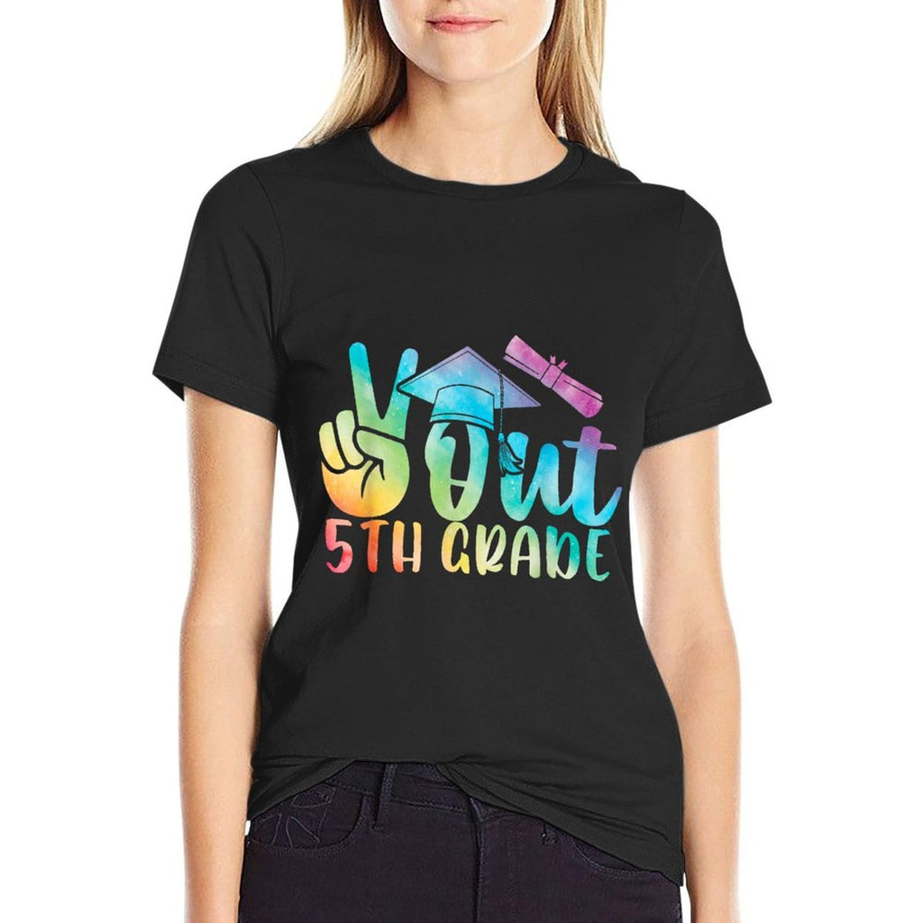 Peace Out 5th Grade Graduation Shirt Tie Dye Kids  Versatile T-Shirt