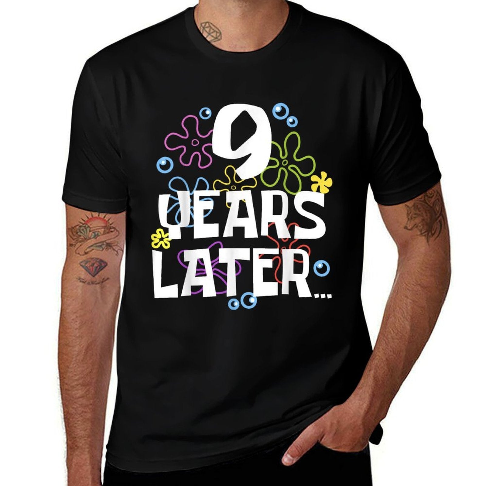 9 YEARS LATER NINE 9 Year Old Birthday Gifts for Girl Boys  Heathered Texture T-Shirt
