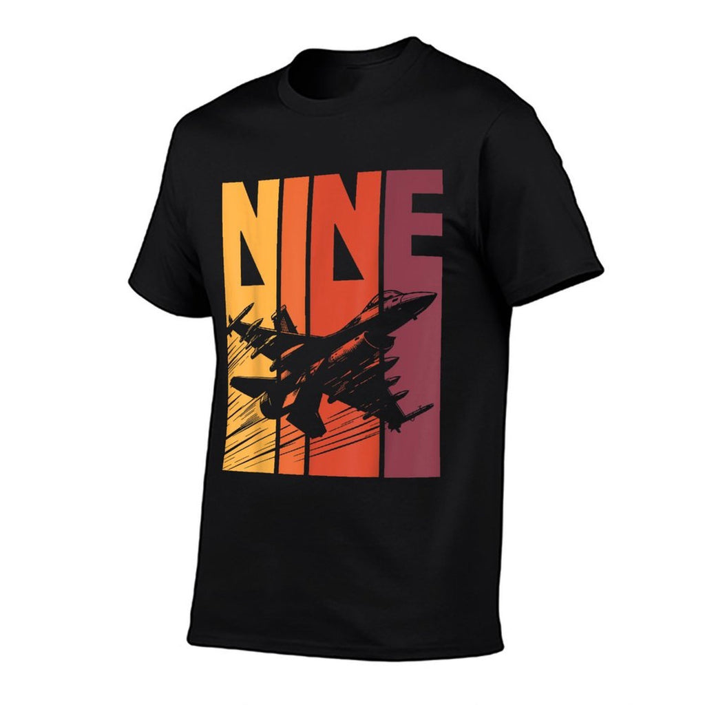 Military Fighter Jet Retro Nine Year Old Boys 9th Birthday  Affordable Price T-Shirt
