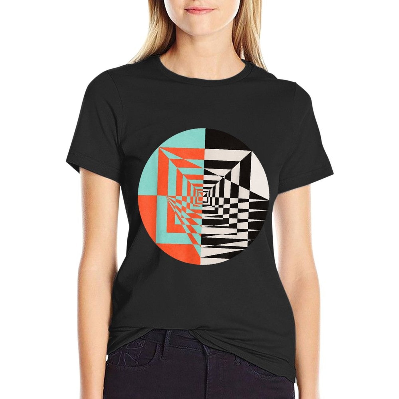 Circle Abstract Graphic Geometric Shapes Comfortable T-Shirt