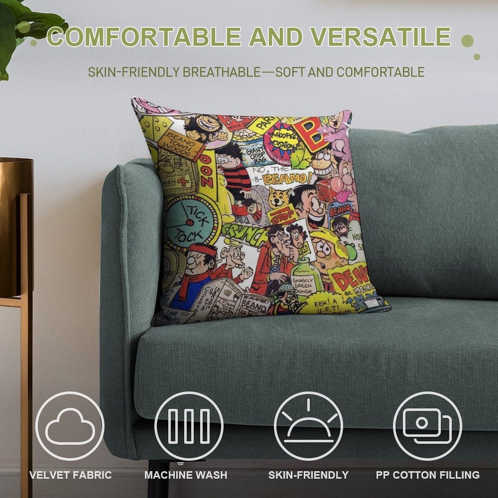 Beano Soft Skin-Friendly Throw Pillow