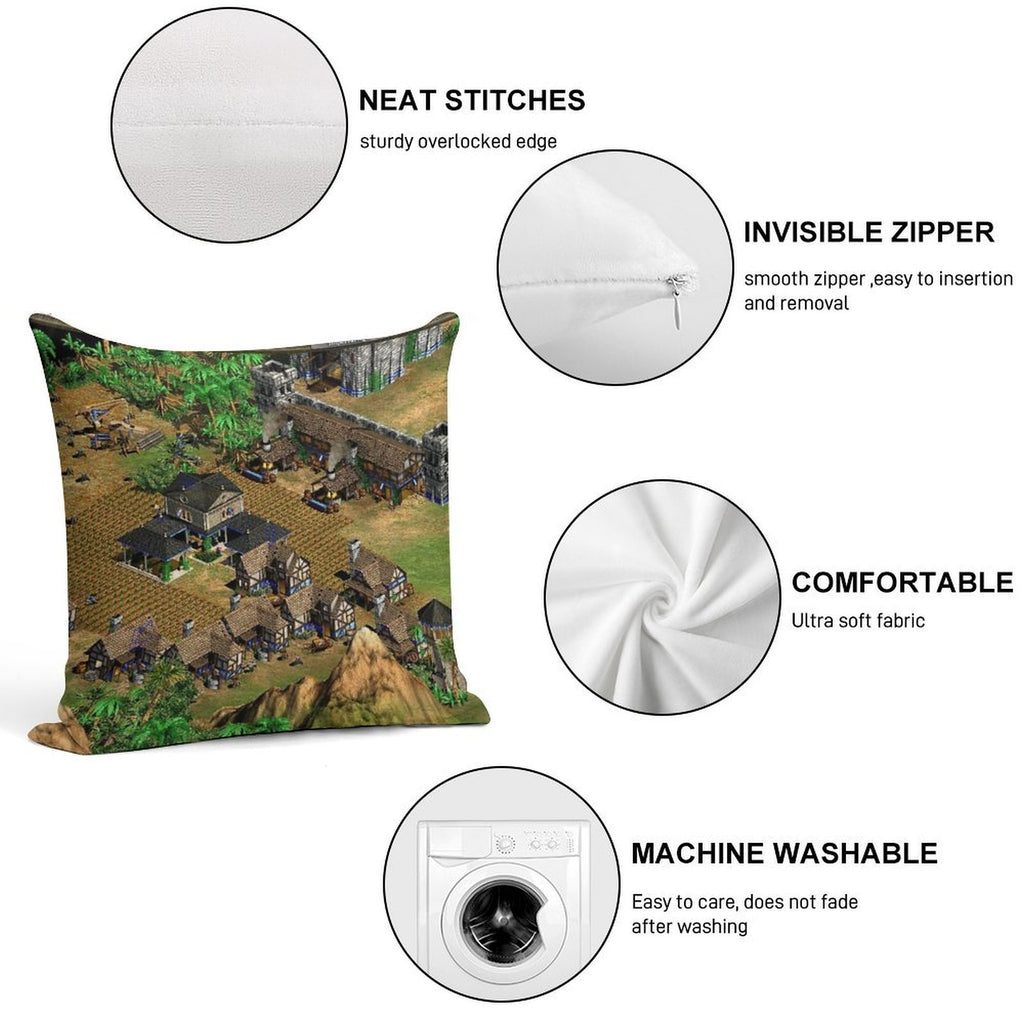 Age of Empires II Town Soft Reinforced Edging Throw Pillow