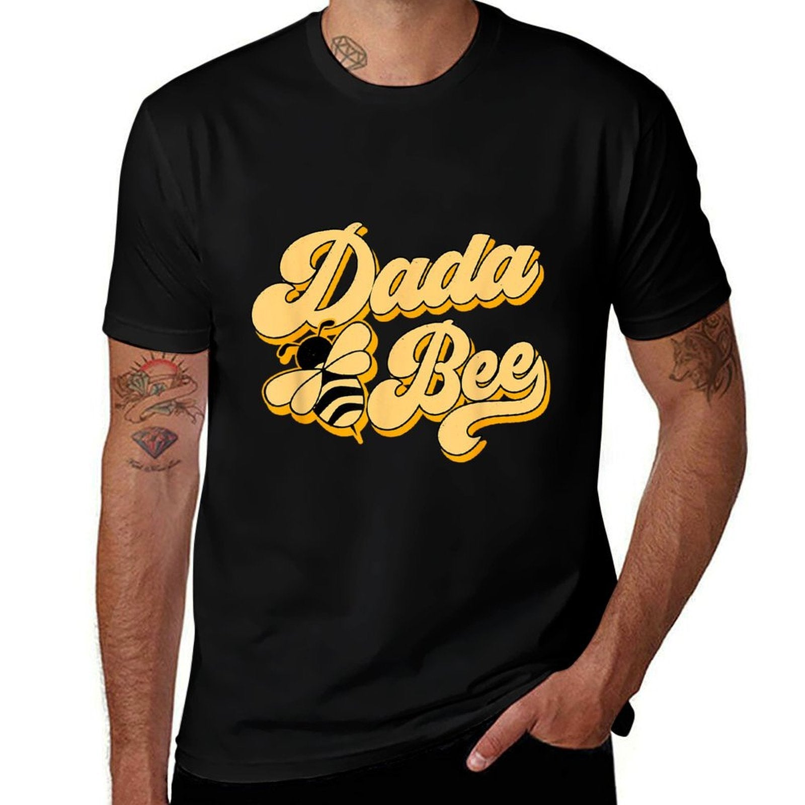 Mens Dada Bee 1st Birthday Outfit For Beekeeper Daddy Papa Men  Rolled Sleeves T-Shirt